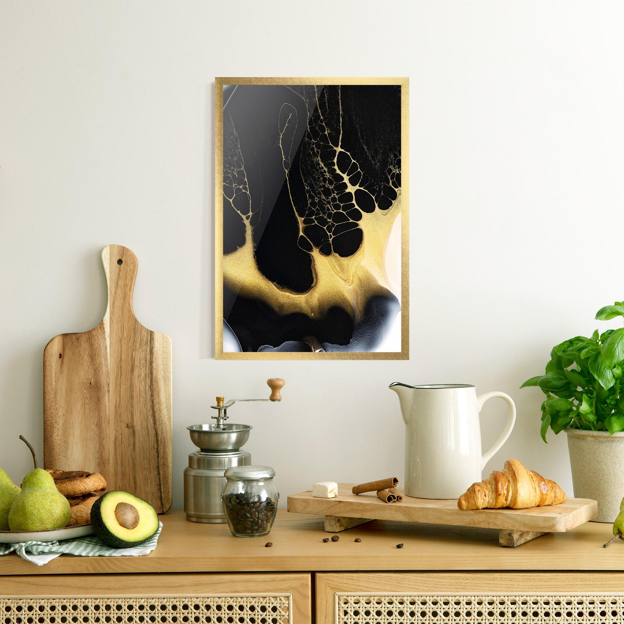 Gerahmte Poster Black Golden Marble mockup 8