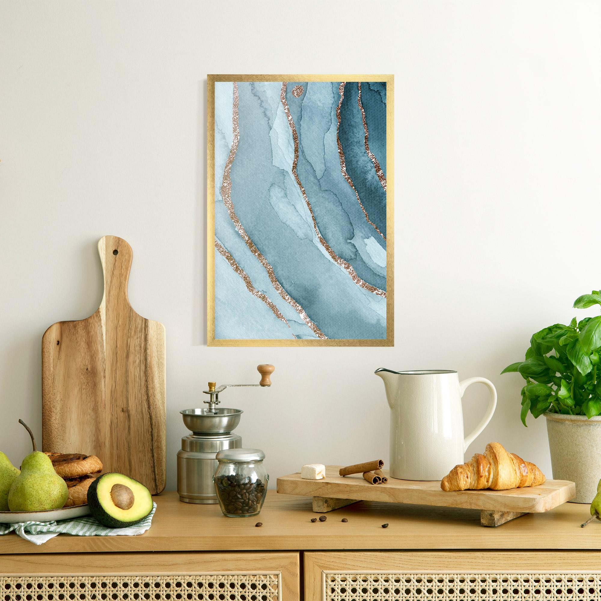 Gerahmte Poster Blue Golden Glitter mockup 8