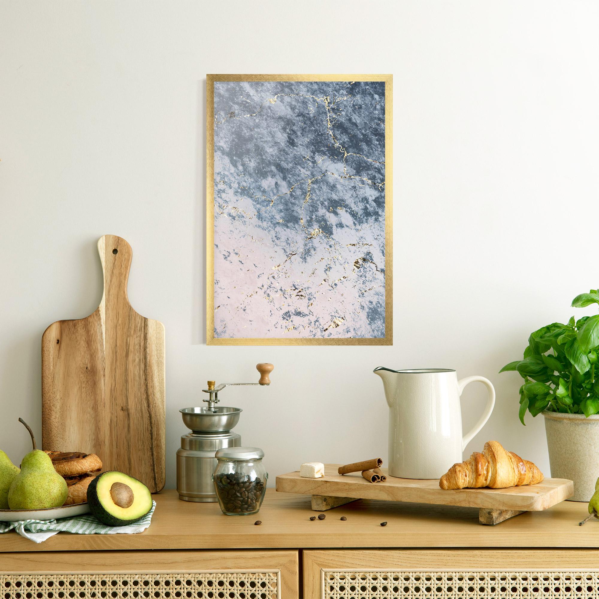 Gerahmte Poster Blue Golden Lines mockup 8