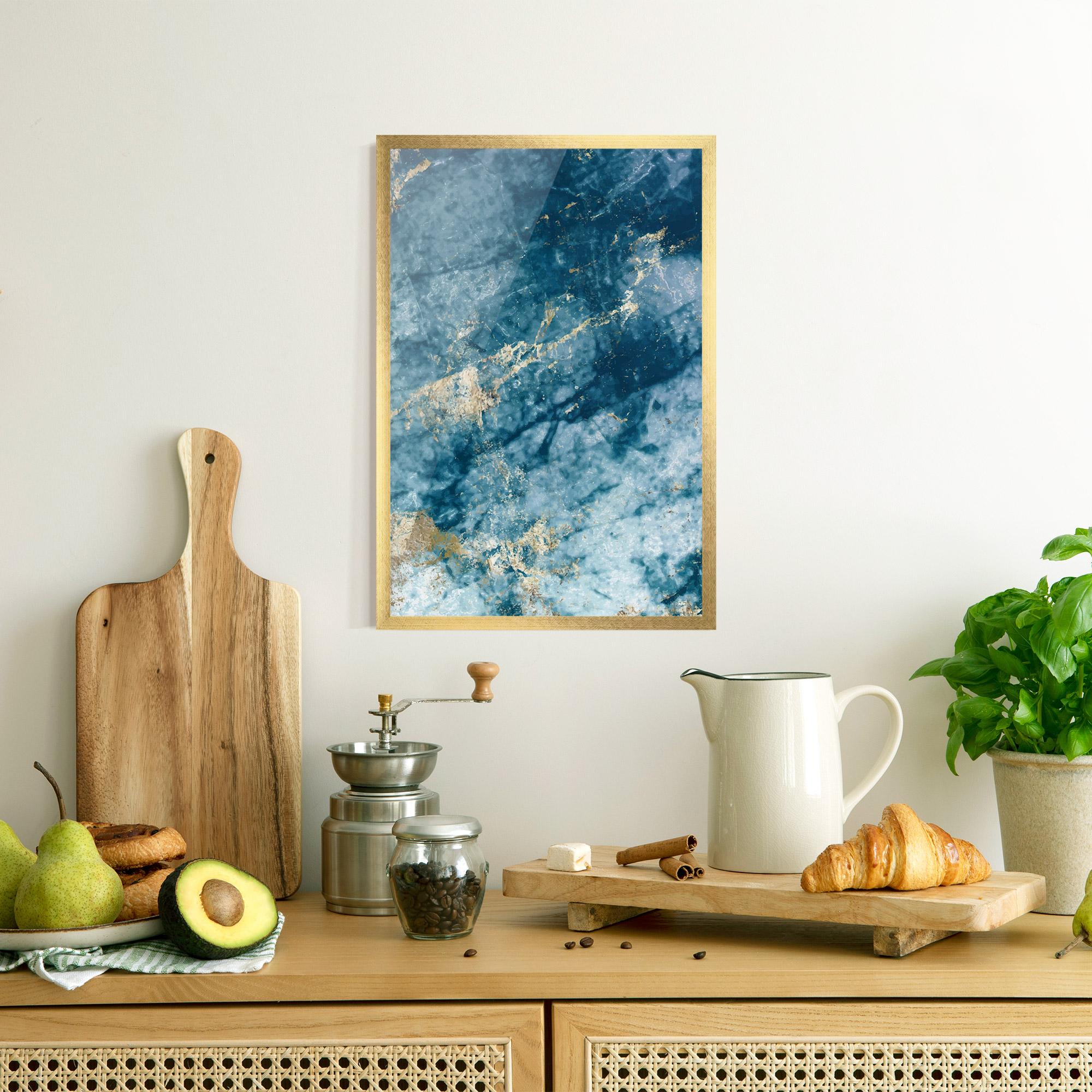 Gerahmte Poster Blue Water Marble mockup 8