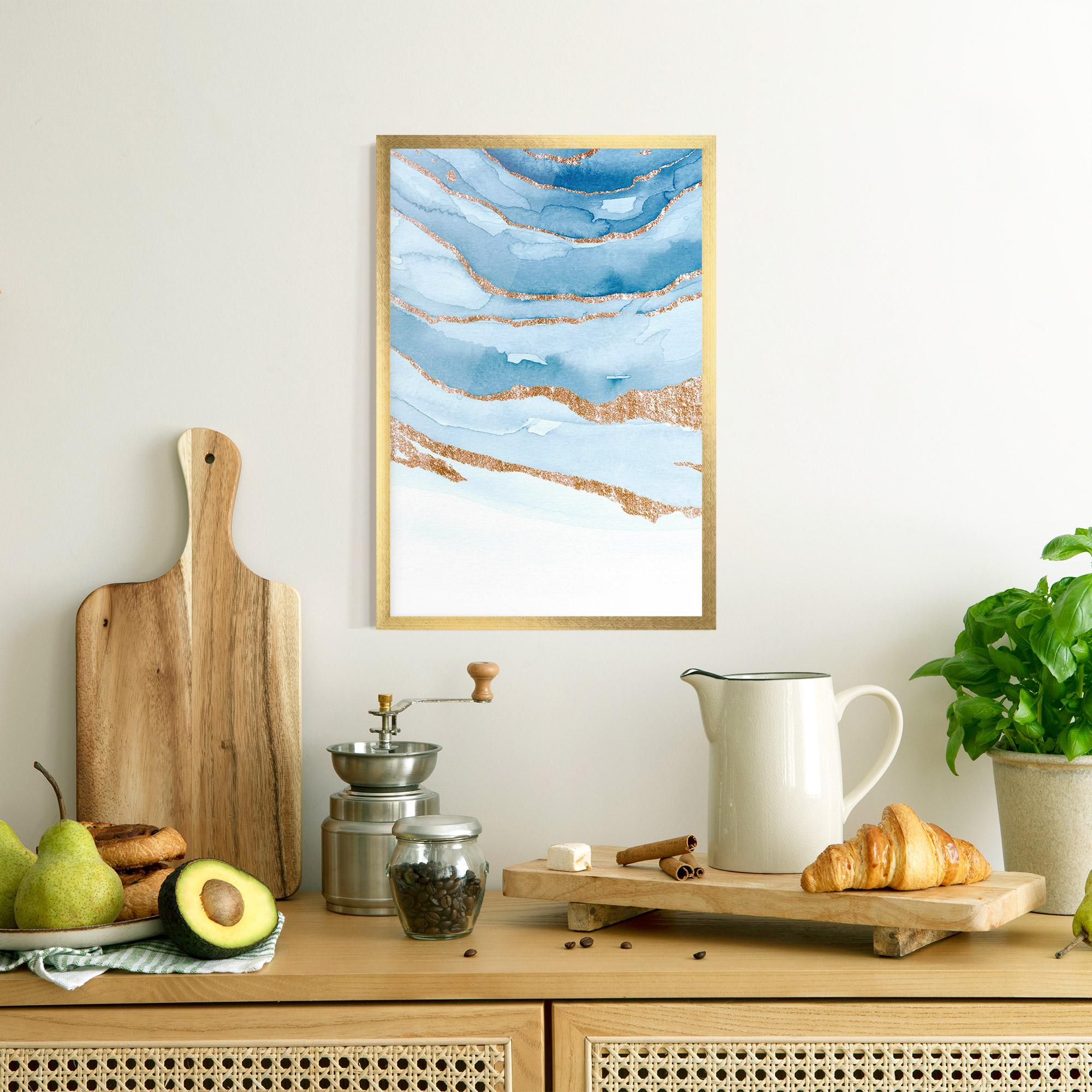 Gerahmte Poster Golden Glitter Blue mockup 8