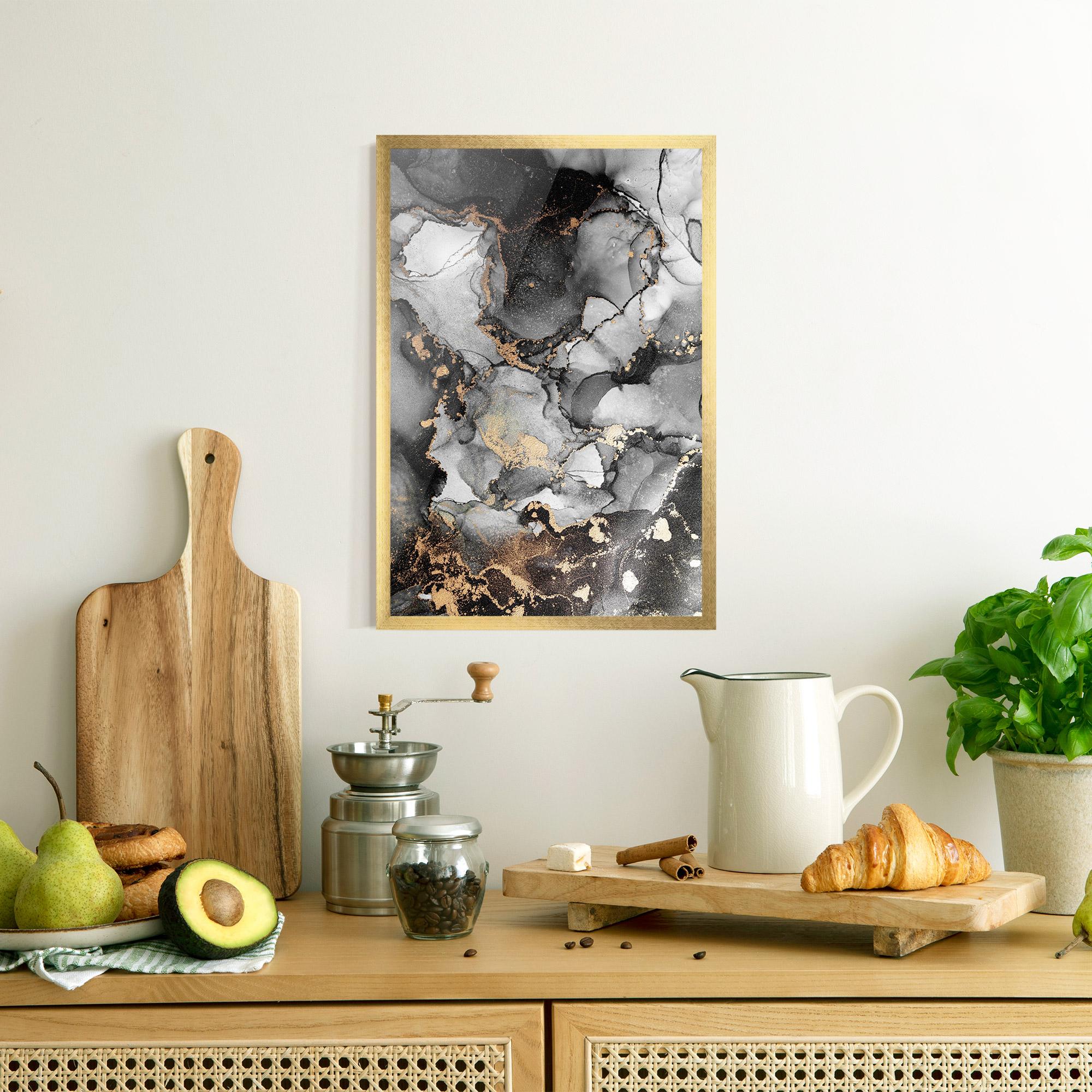 Gerahmte Poster Grey Gold Marble mockup 8