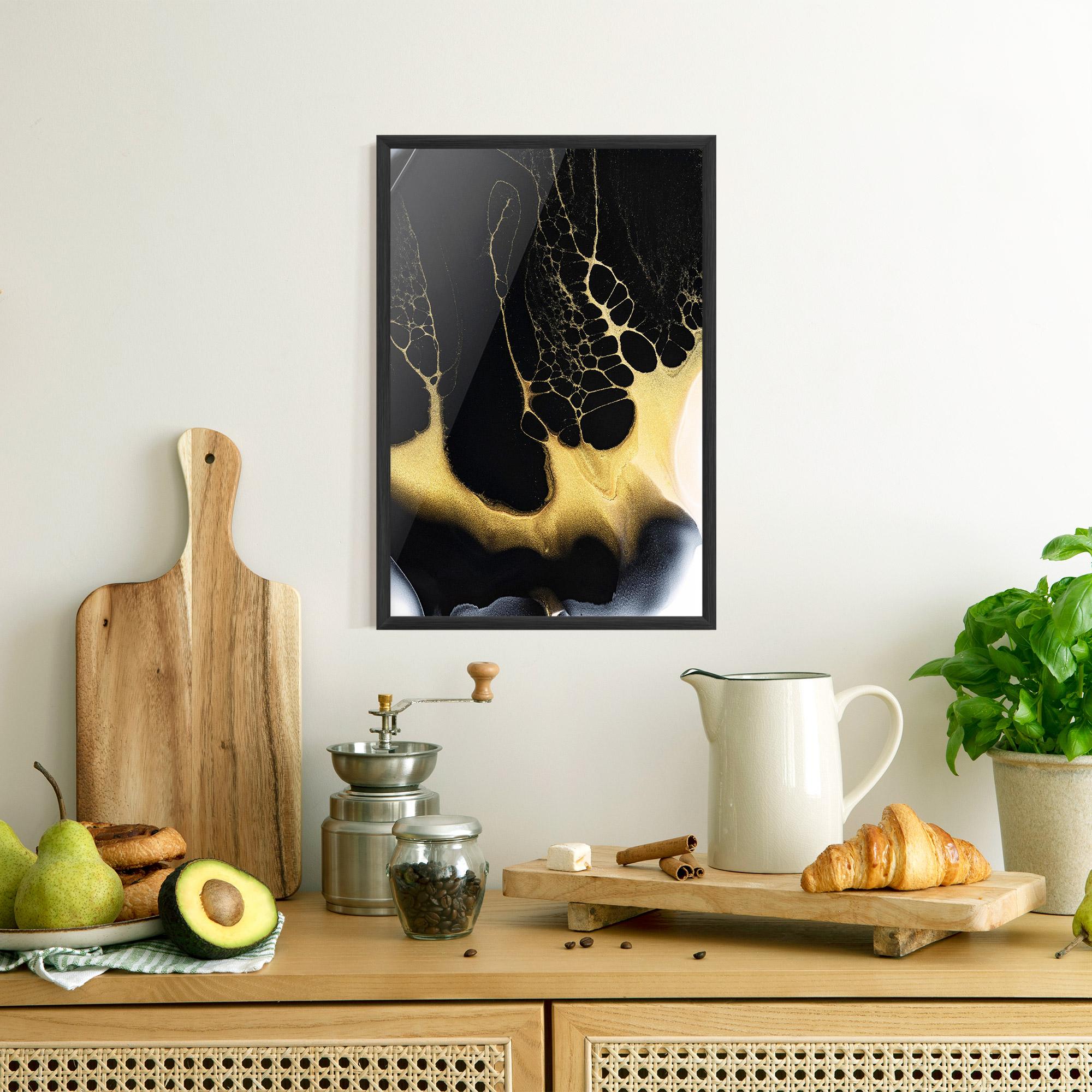 Gerahmte Poster Black Golden Marble mockup 8