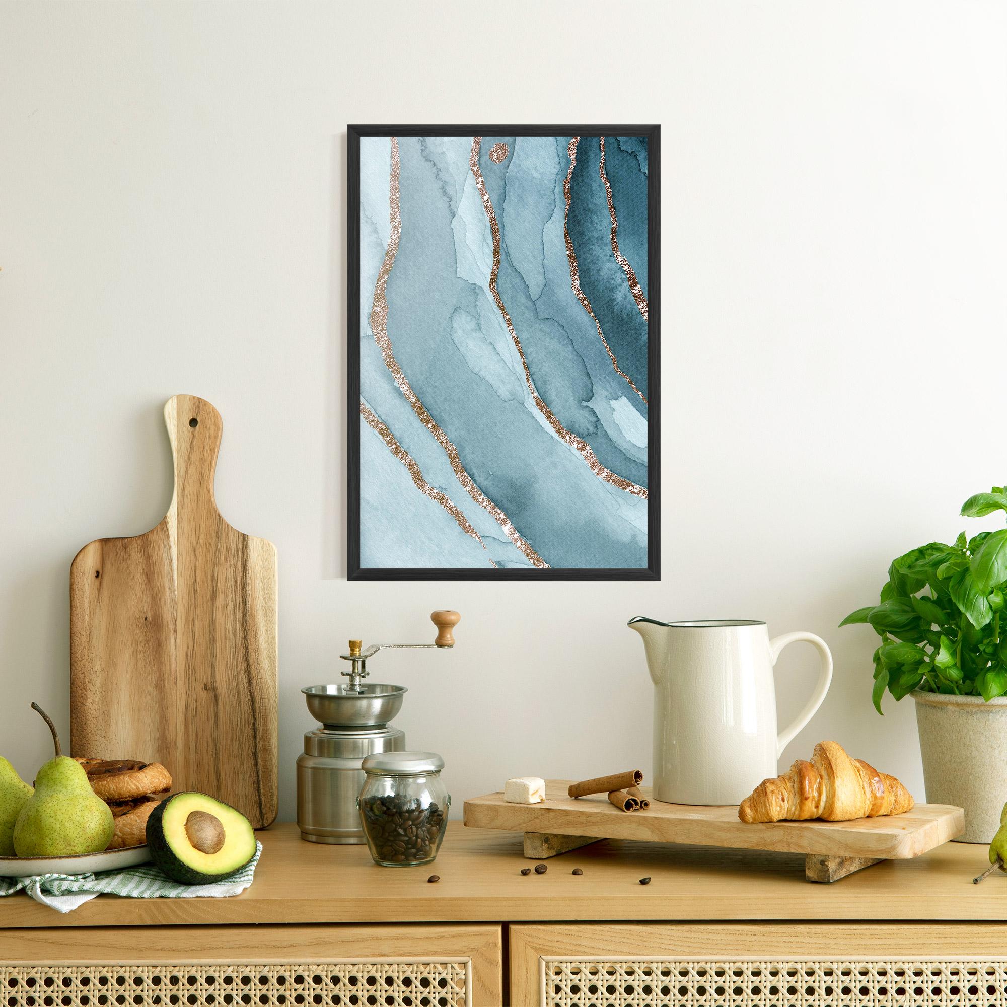 Gerahmte Poster Blue Golden Glitter mockup 8