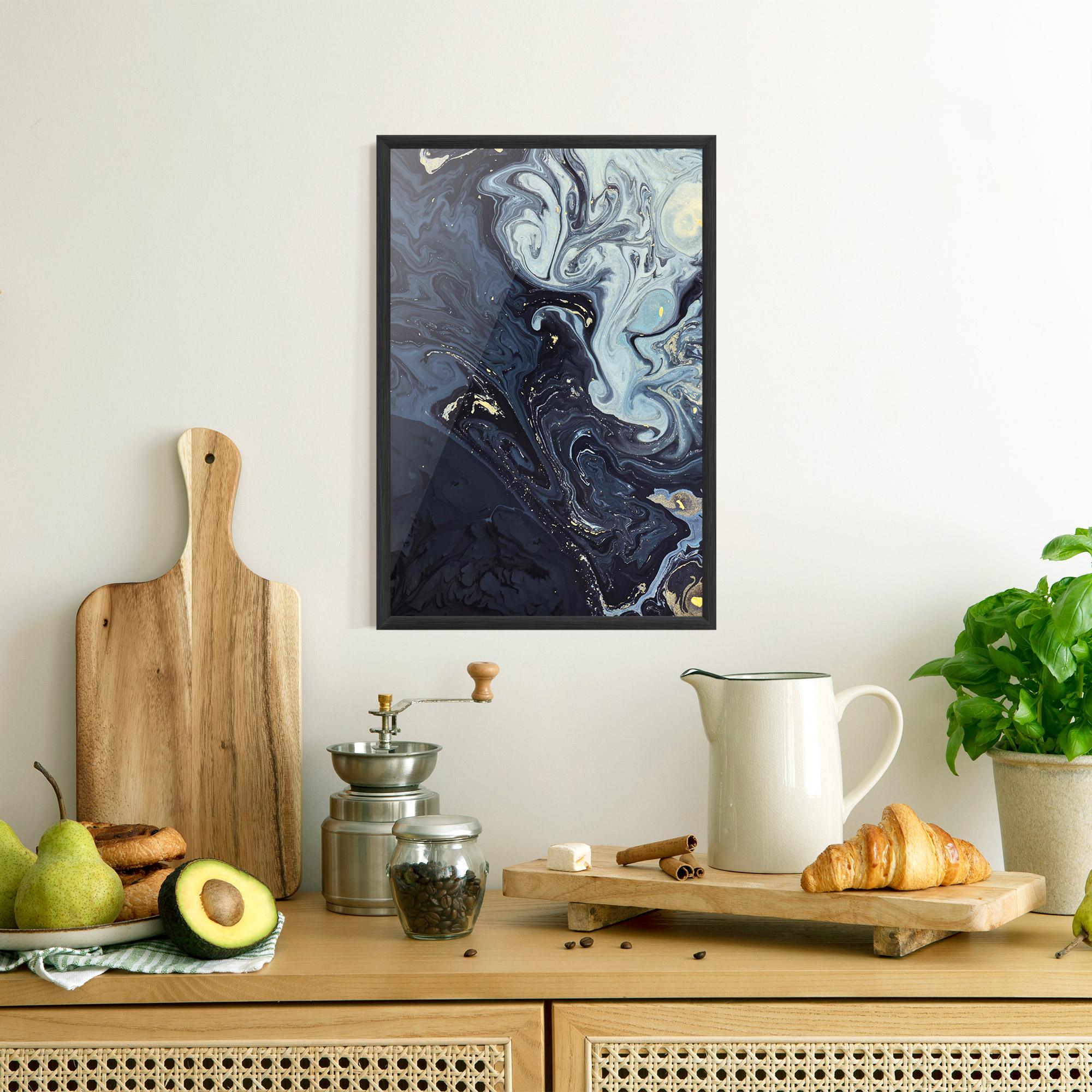 Gerahmte Poster Dark Blue Painting mockup 8