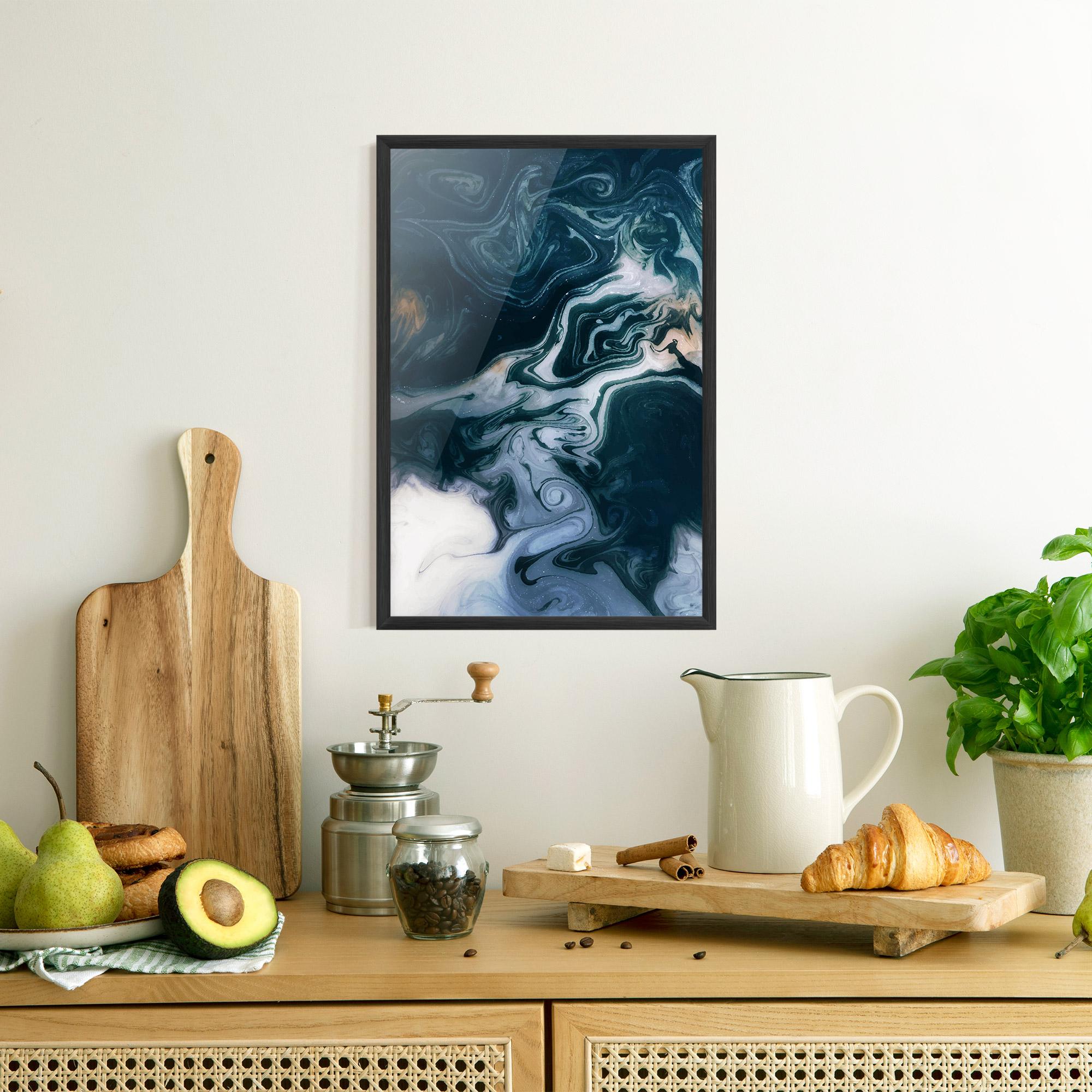 Gerahmte Poster Dark Blue With White mockup 8