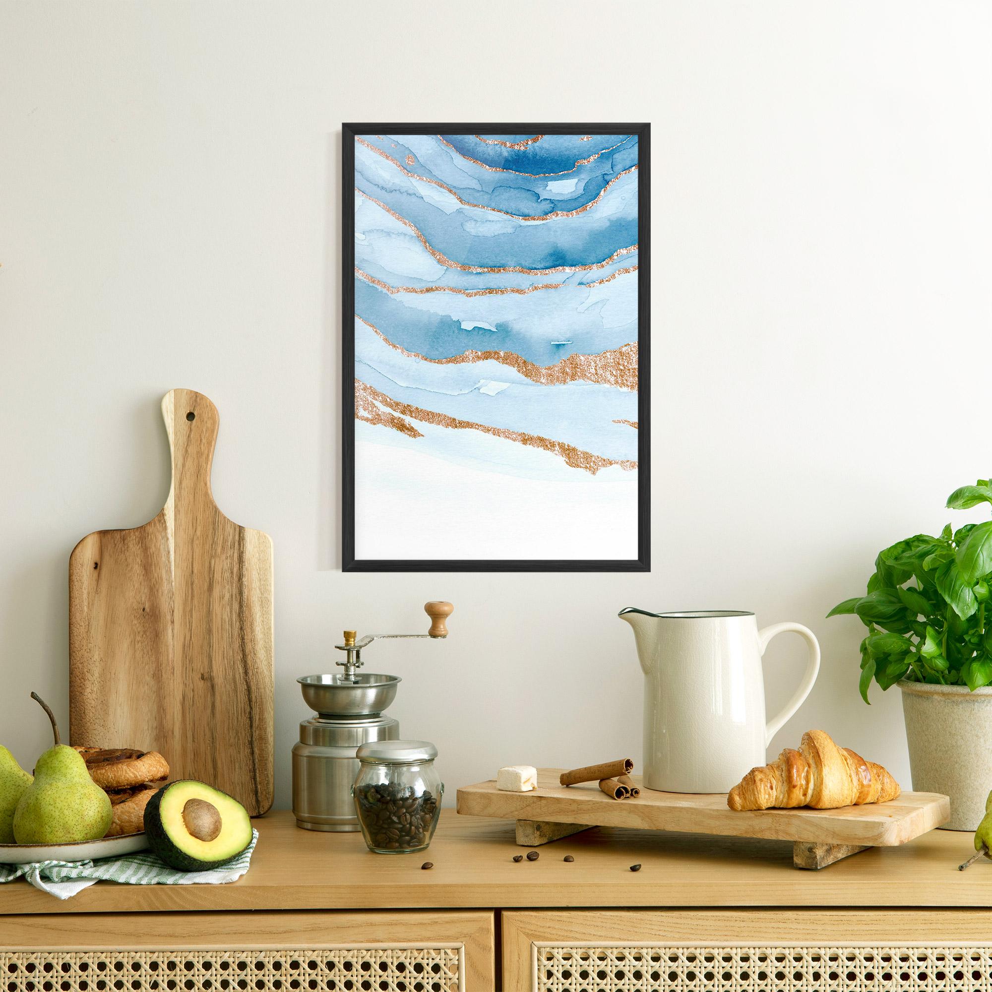 Gerahmte Poster Golden Glitter Blue mockup 8