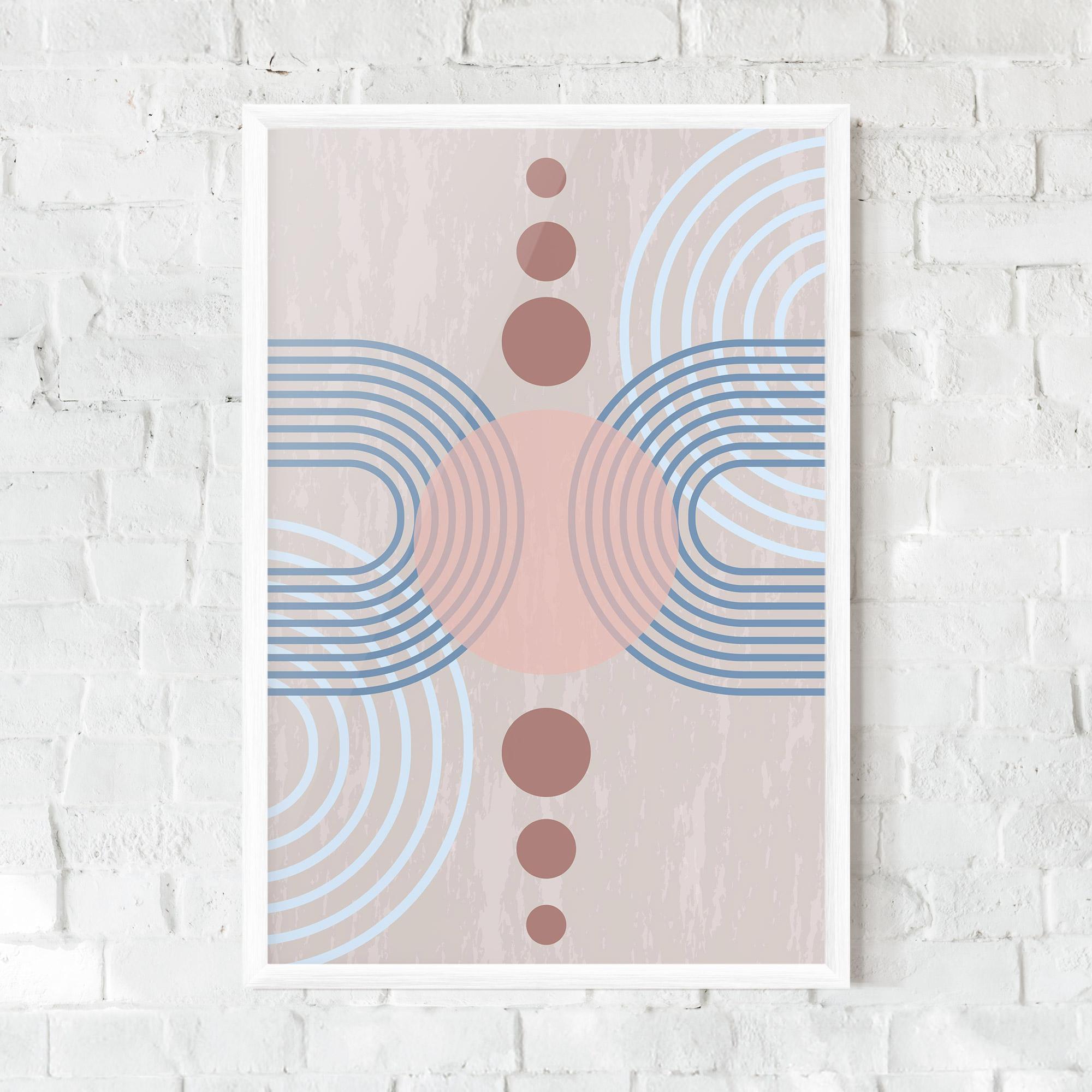 Gerahmte Poster Blue Lines On Pink mockup 0