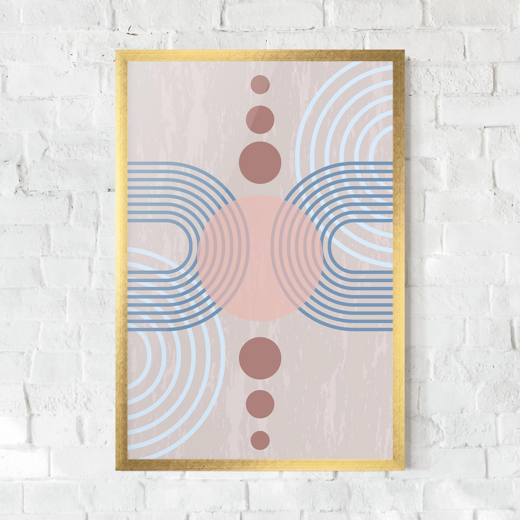 Gerahmte Poster Blue Lines On Pink mockup 0