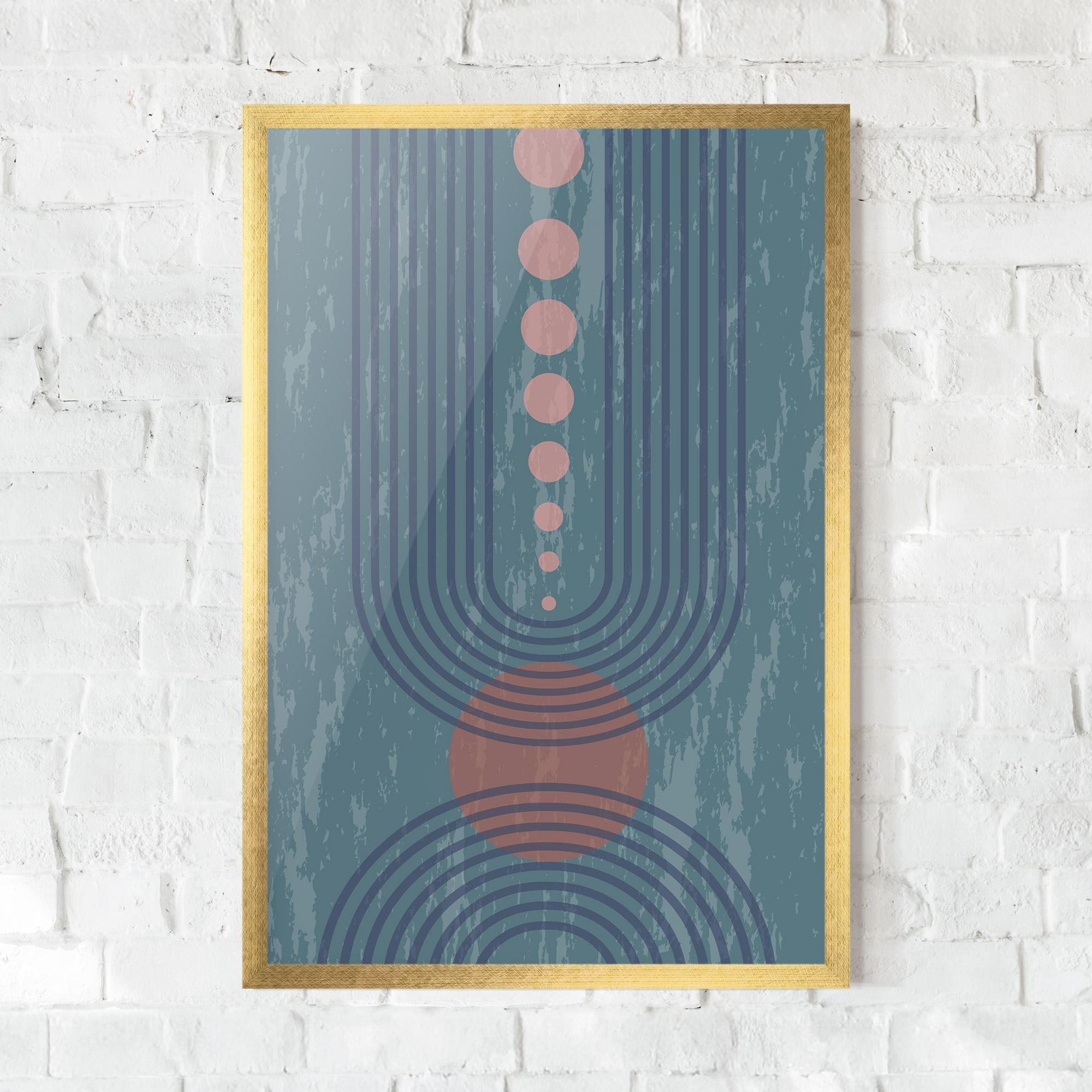 Gerahmte Poster Pink Circle On Blue mockup 0