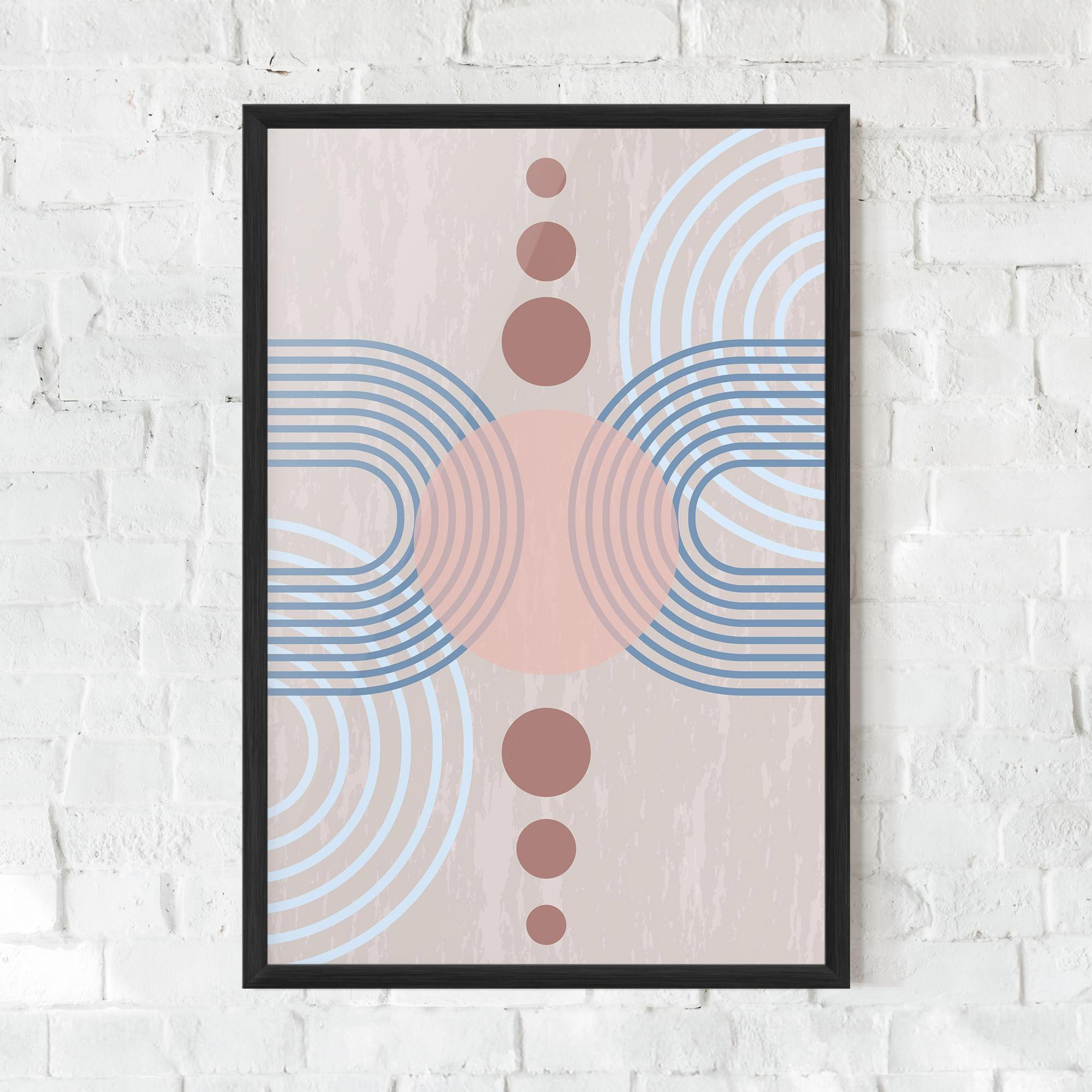 Gerahmte Poster Blue Lines On Pink mockup 0