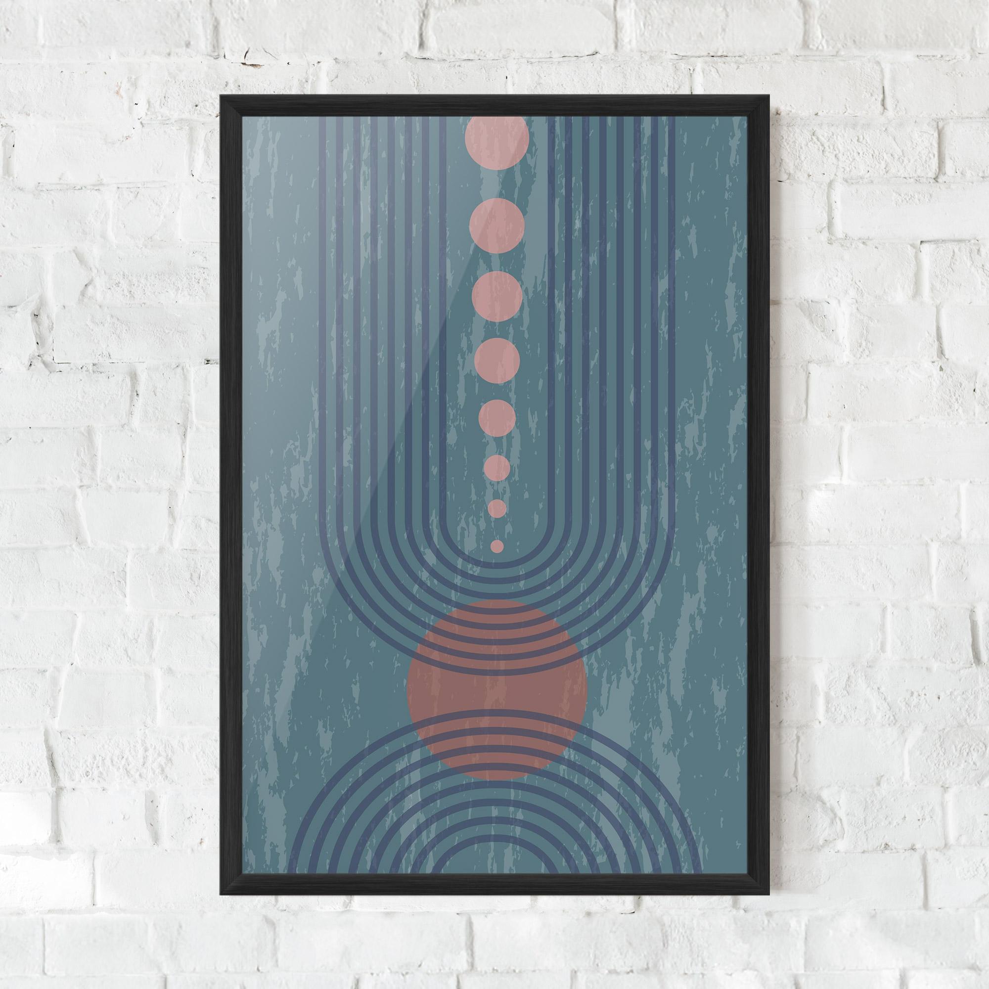 Gerahmte Poster Pink Circle On Blue mockup 0