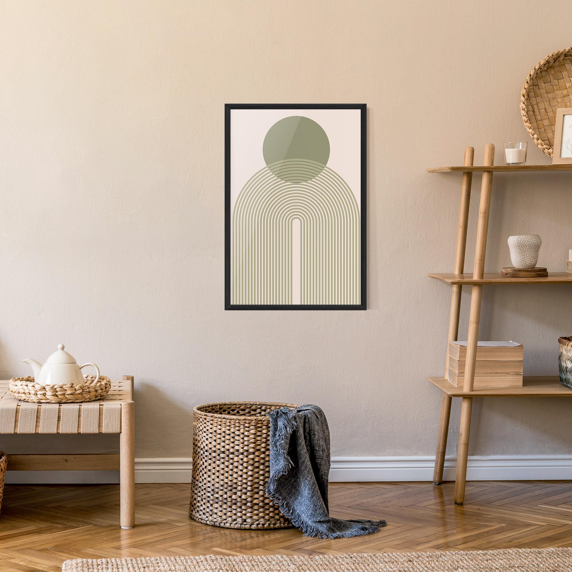 Gerahmte Poster Green Circle Lines mockup 9