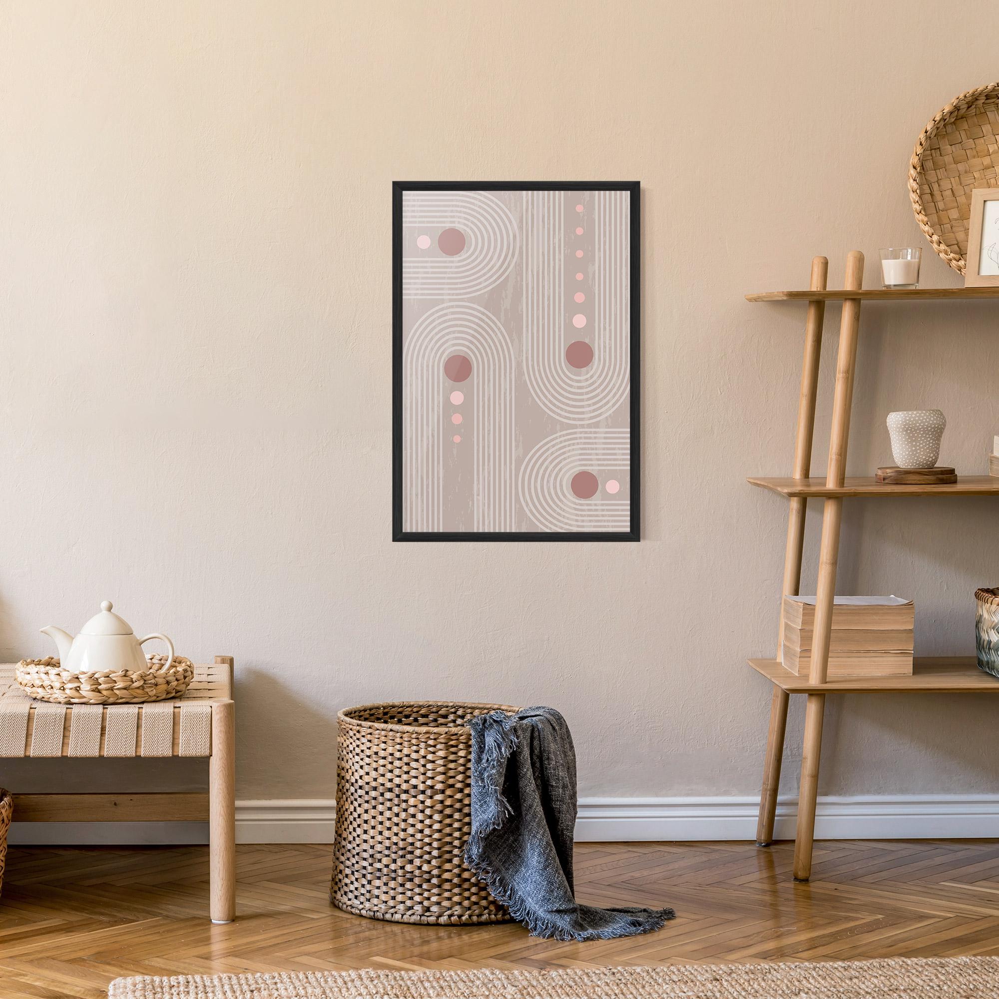 Gerahmte Poster Pink Circle On Cream mockup 9