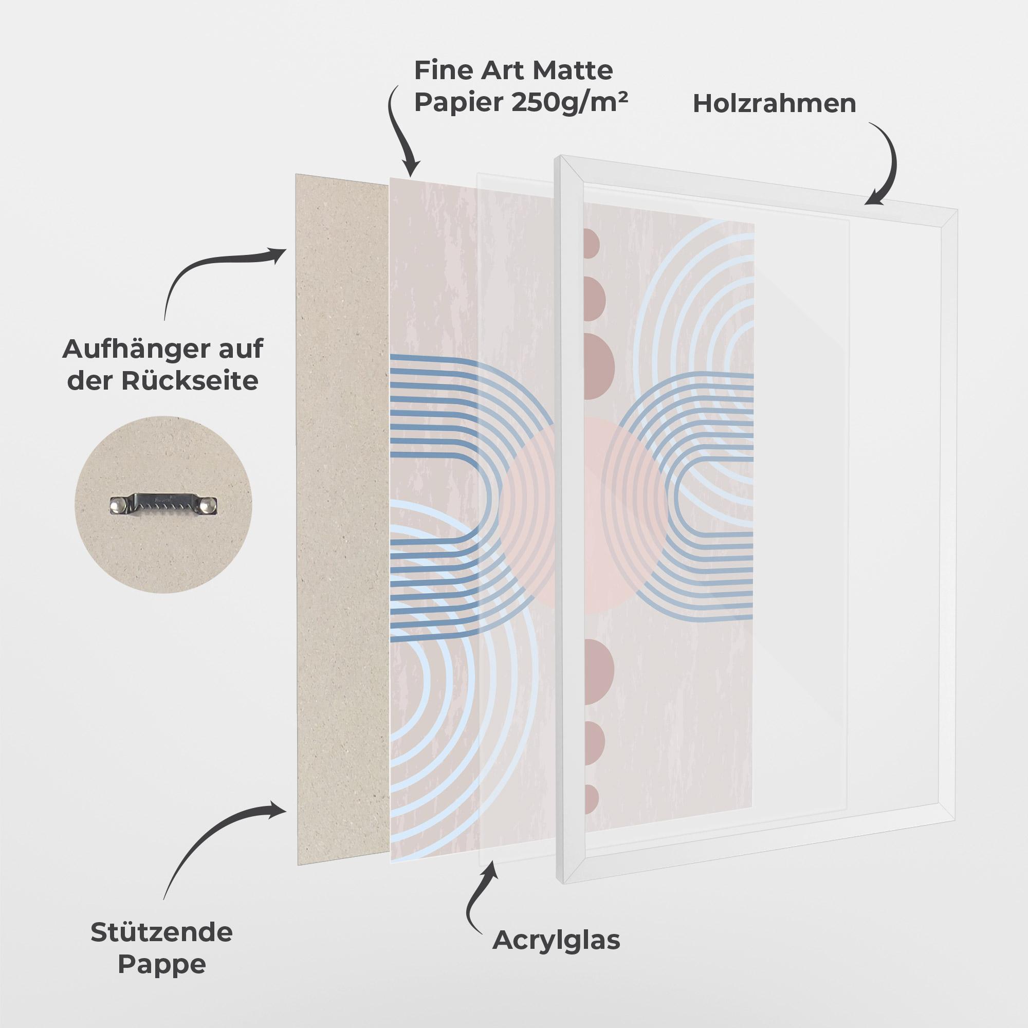 Gerahmte Poster Blue Lines On Pink mockup 1