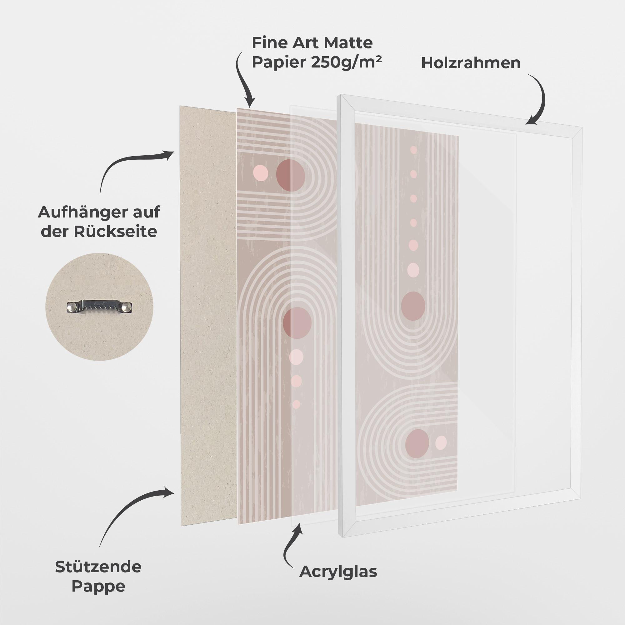 Gerahmte Poster Pink Circle On Cream mockup 1