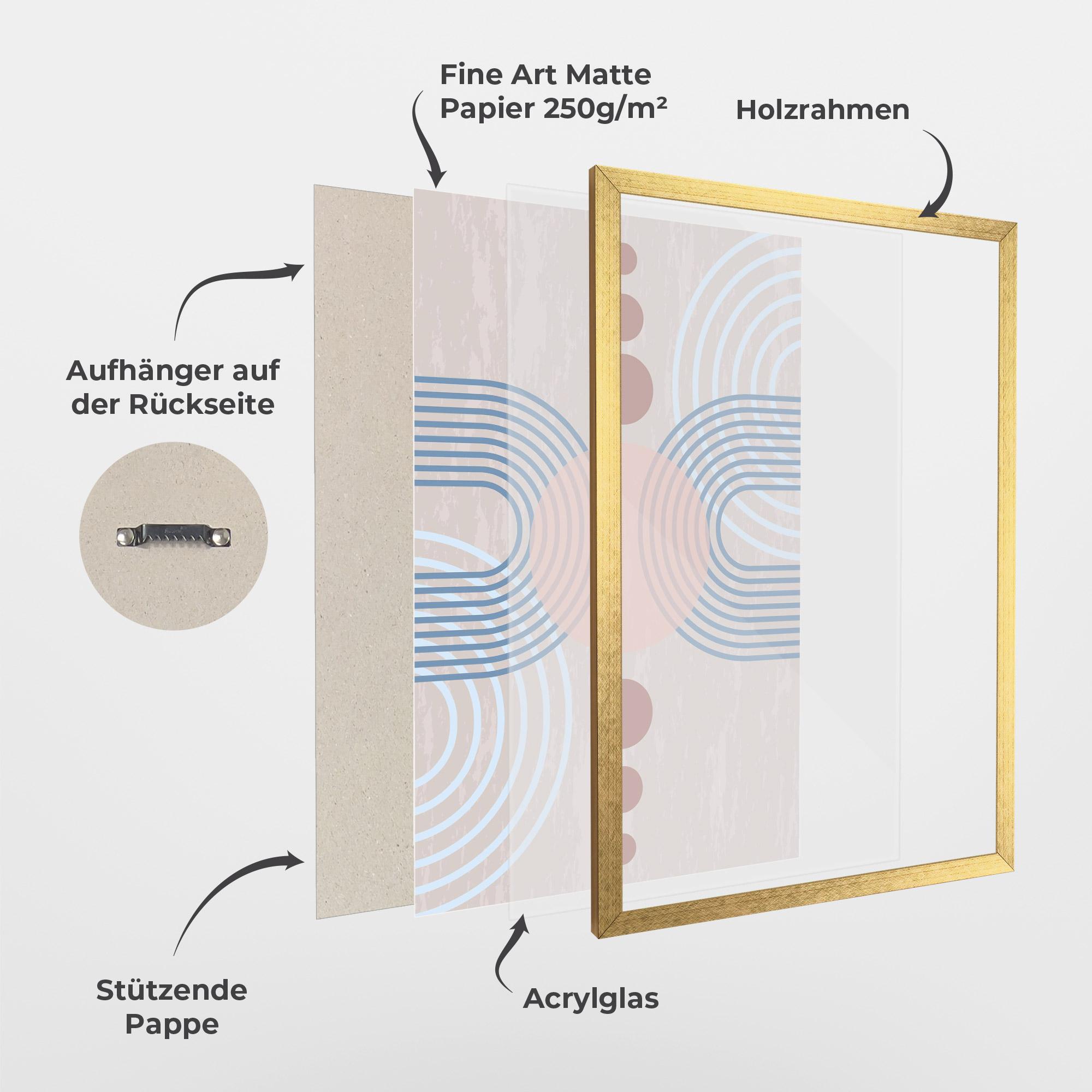 Gerahmte Poster Blue Lines On Pink mockup 1