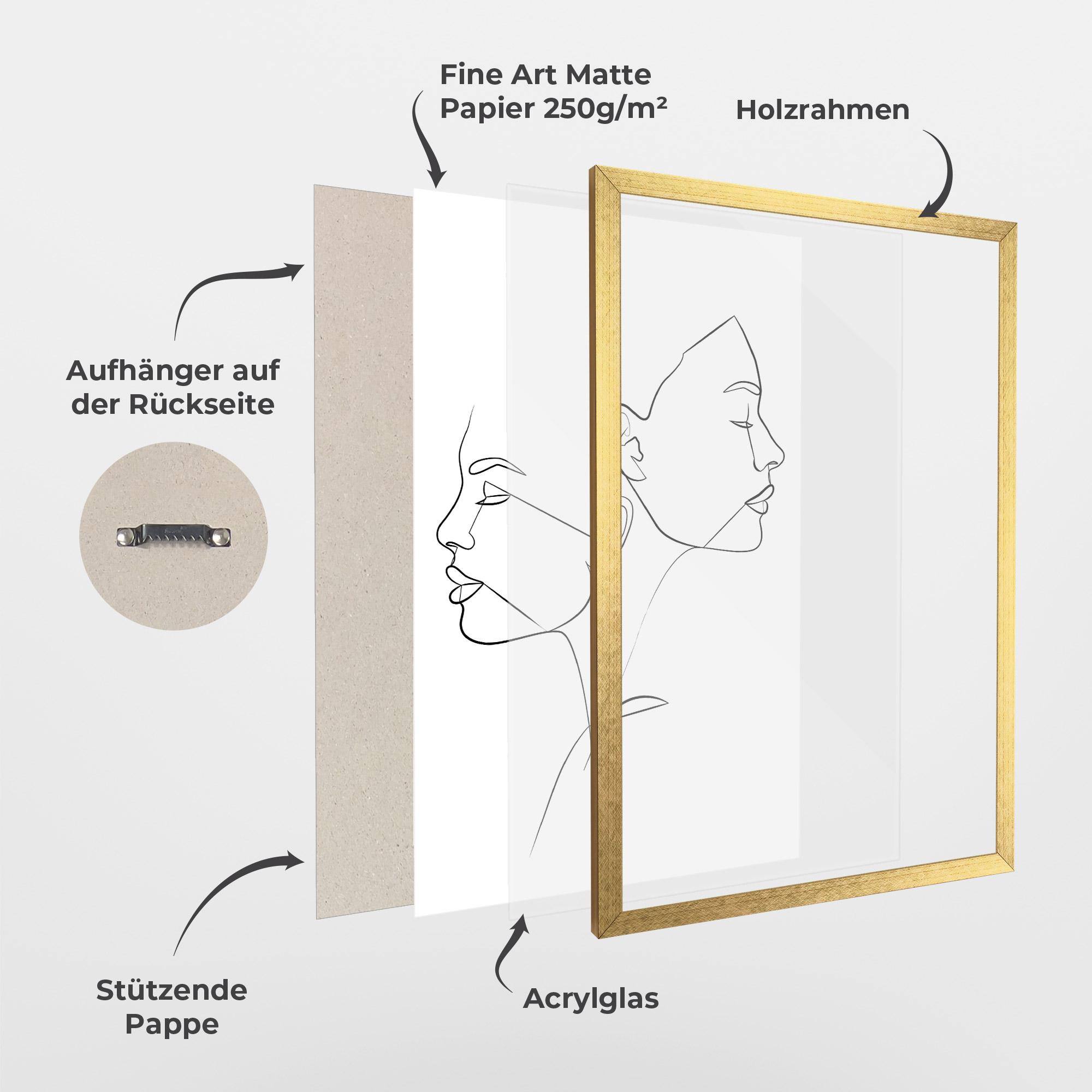 Gerahmte Poster Female Black Line mockup 1