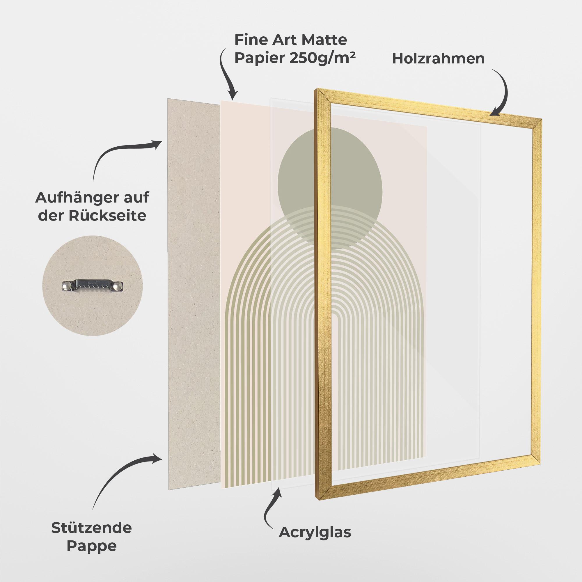 Gerahmte Poster Green Circle Lines mockup 1
