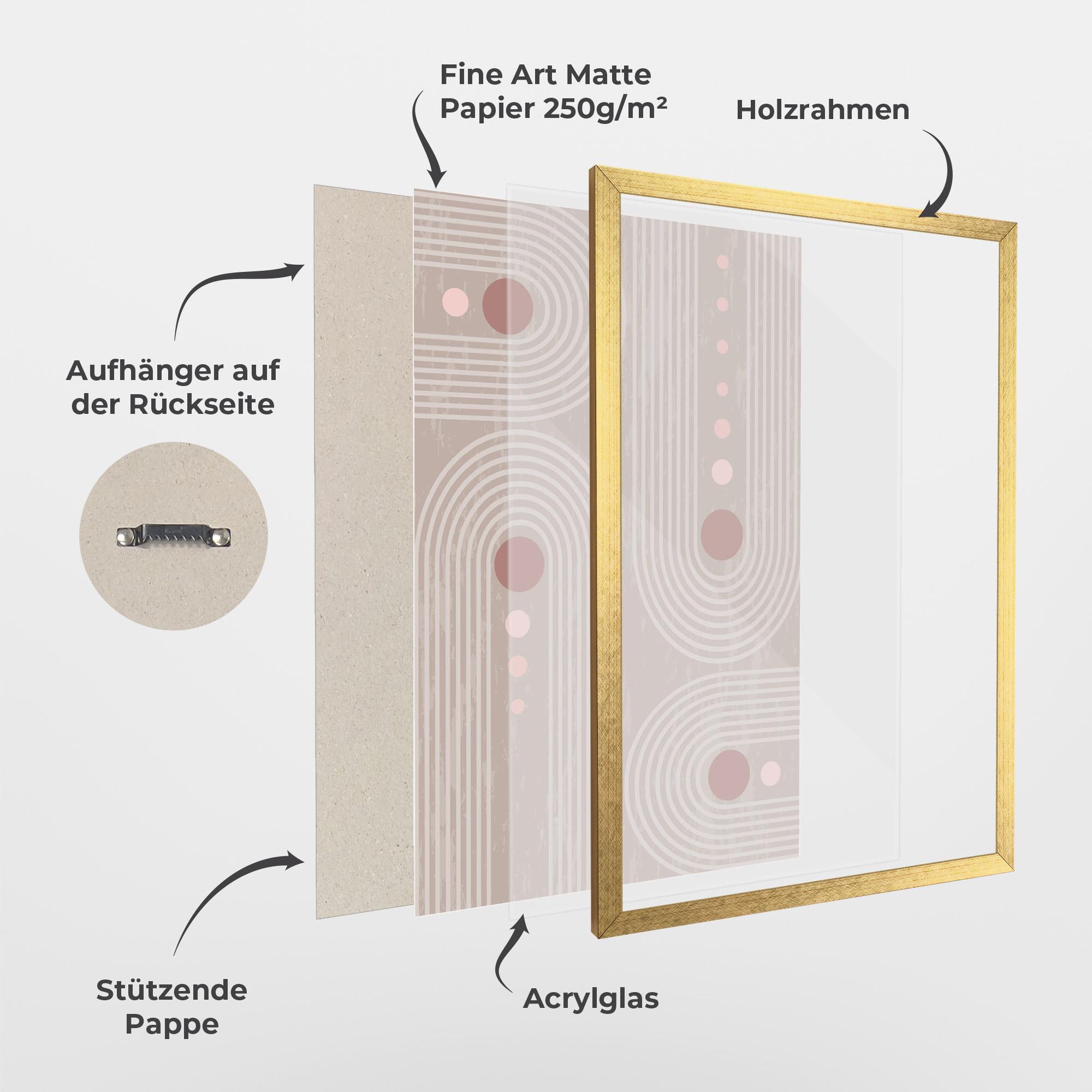 Gerahmte Poster Pink Circle On Cream mockup 1