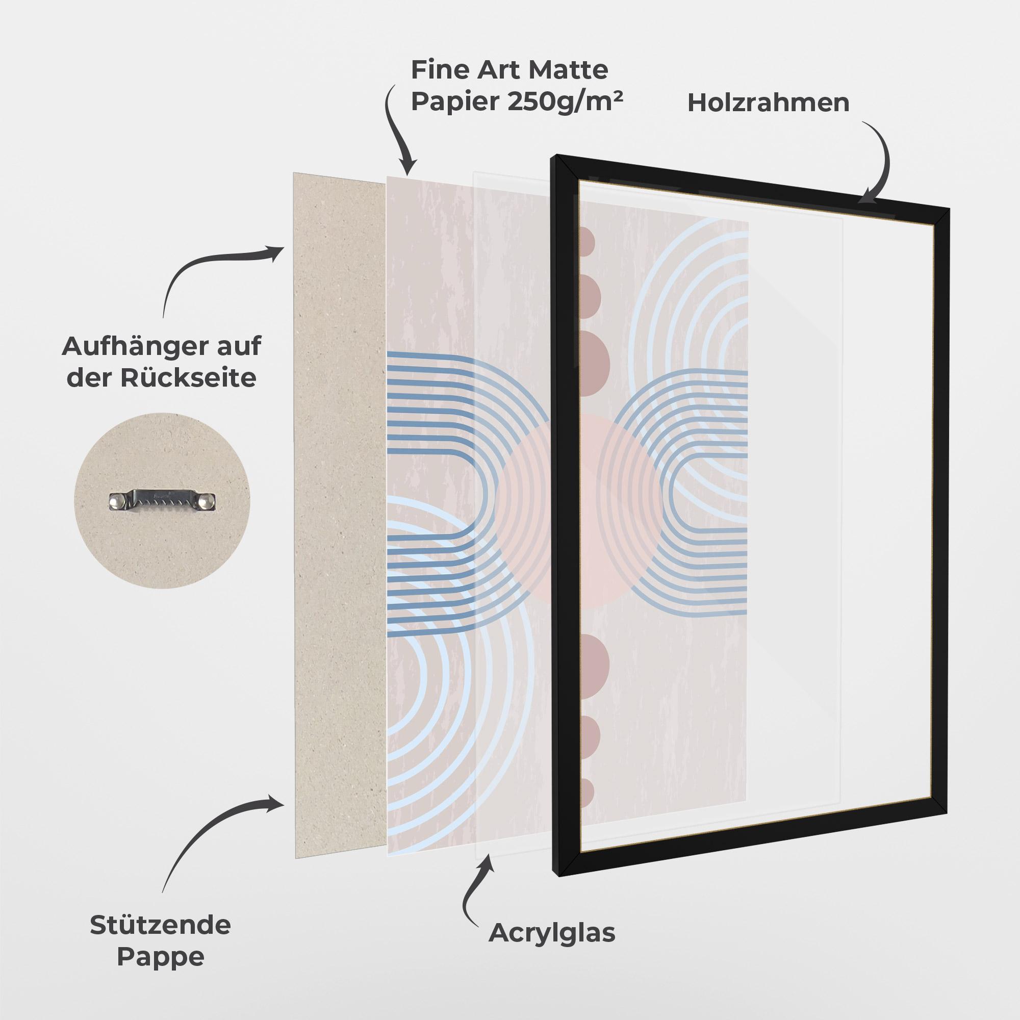 Gerahmte Poster Blue Lines On Pink mockup 1