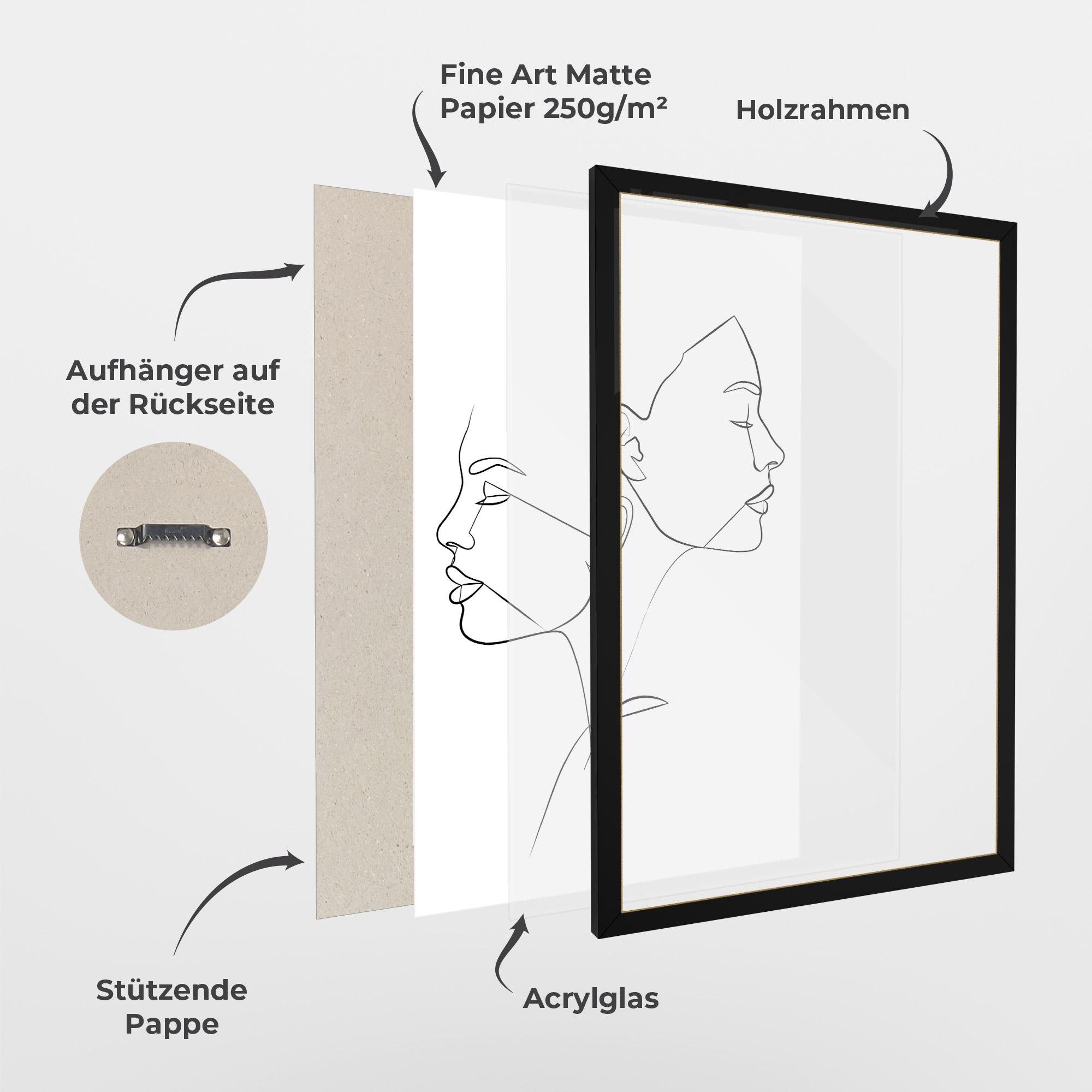 Gerahmte Poster Female Black Line mockup 1