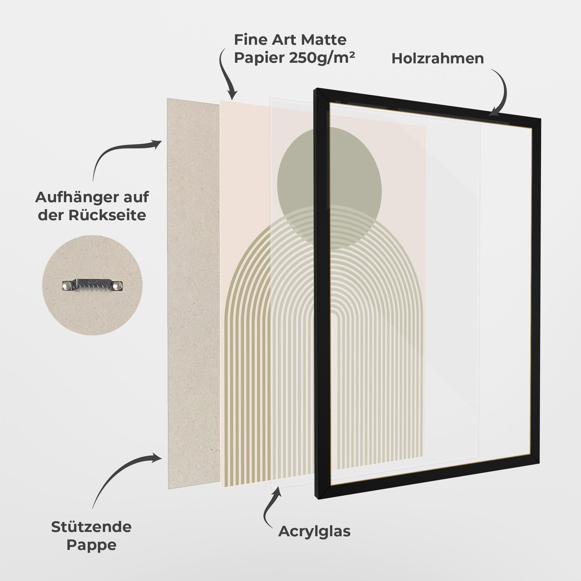 Gerahmte Poster Green Circle Lines mockup 1