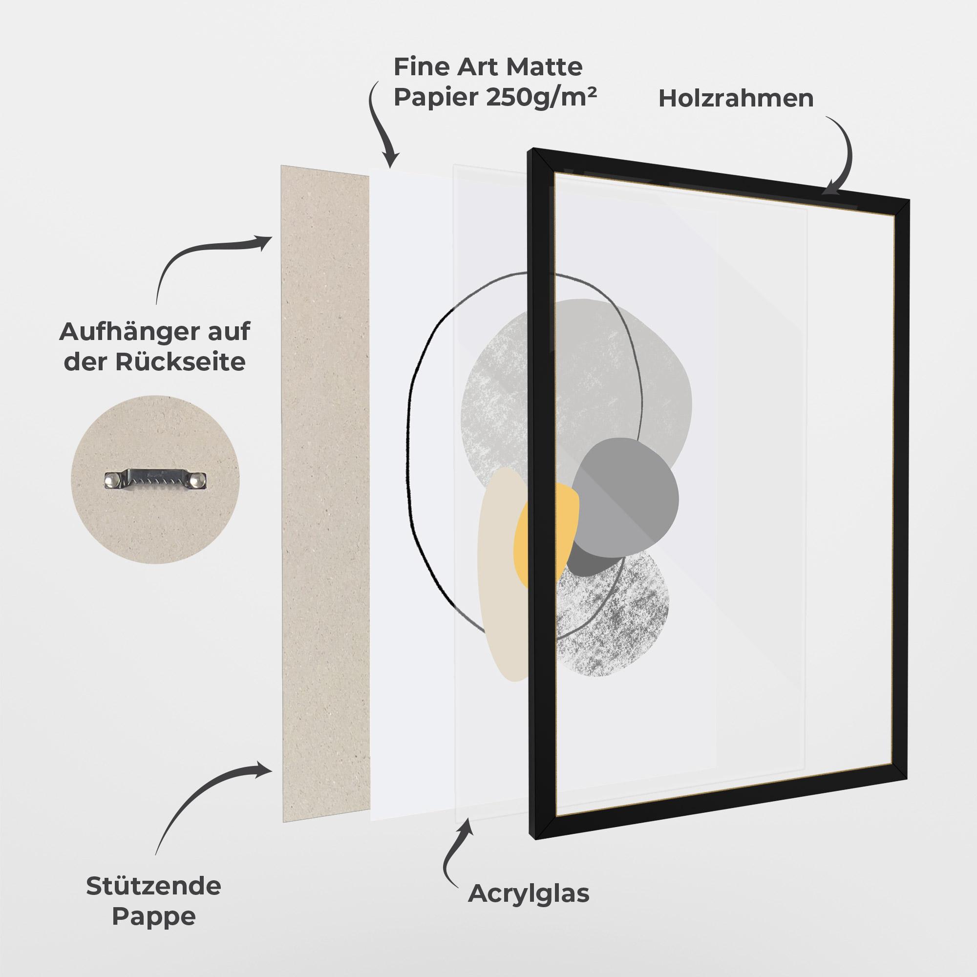 Gerahmte Poster Grey Orange Shape mockup 1