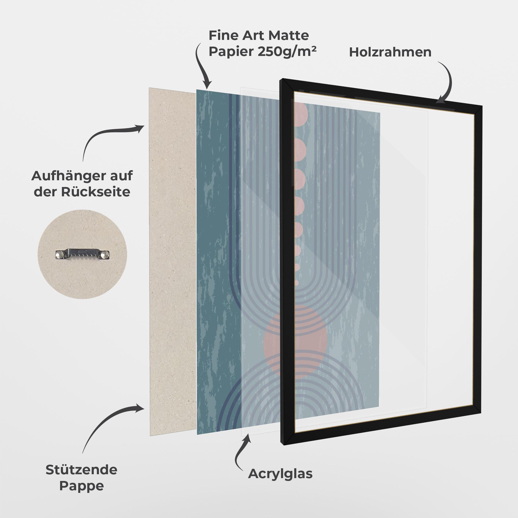 Gerahmte Poster Pink Circle On Blue mockup 1