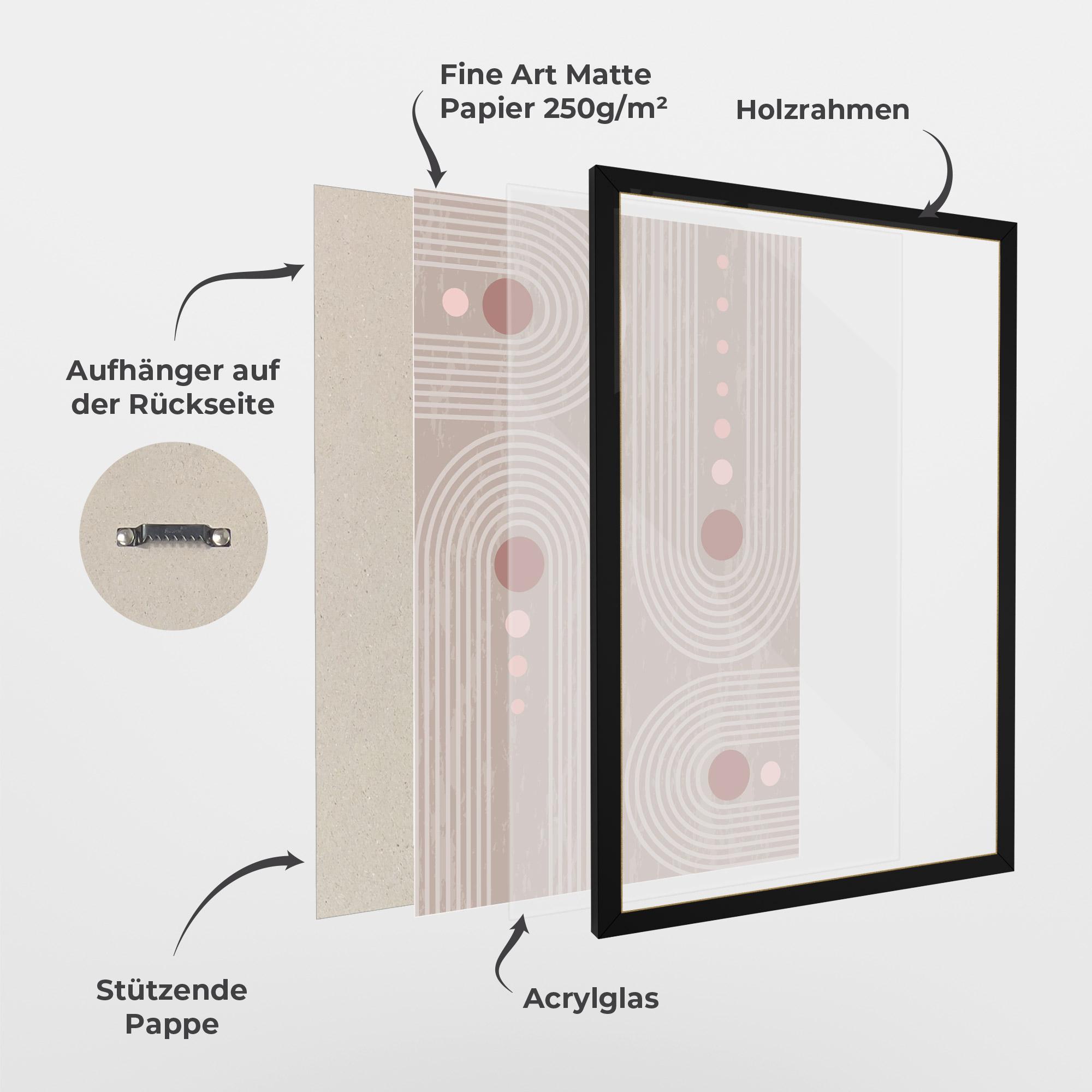 Gerahmte Poster Pink Circle On Cream mockup 1