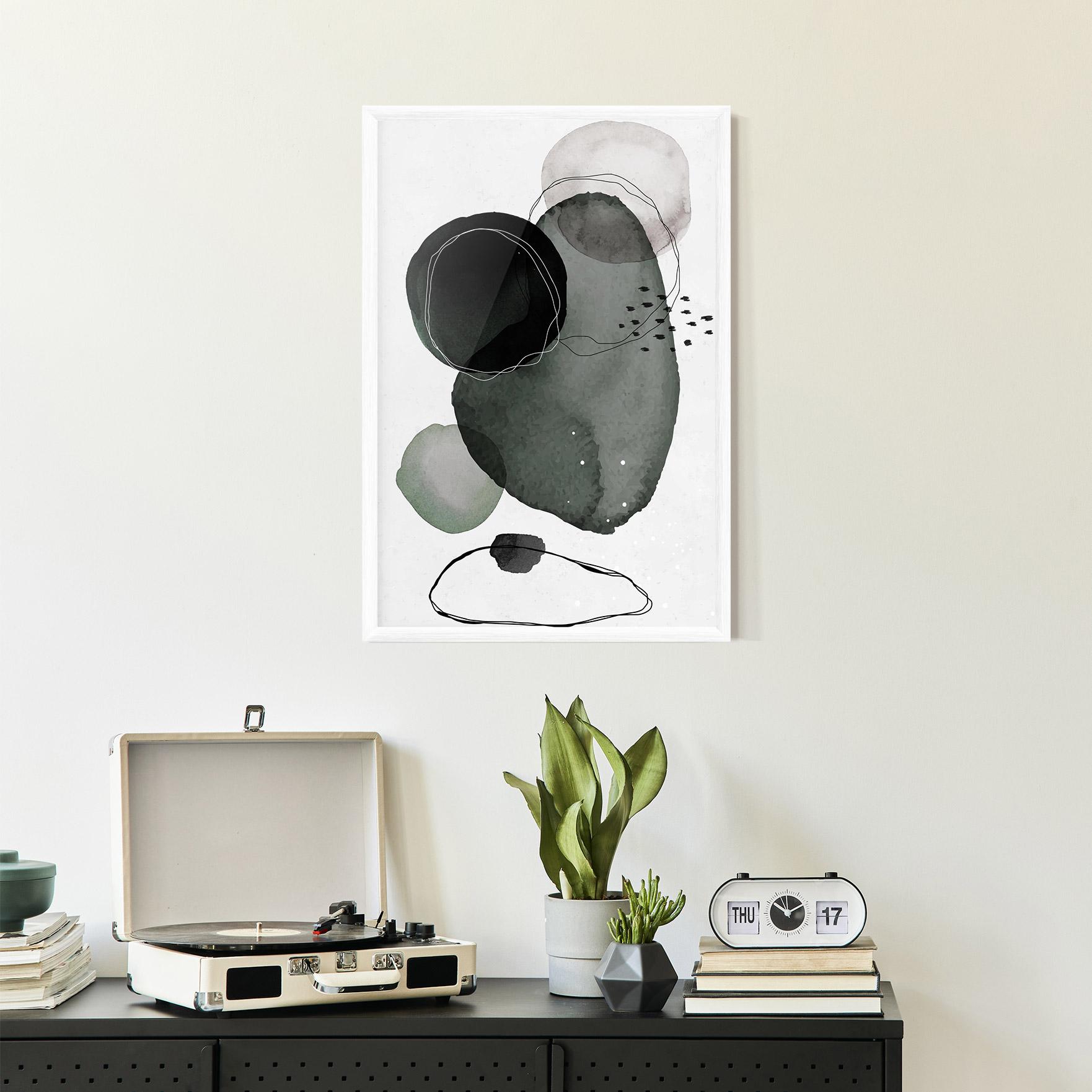 Gerahmte Poster Green Watercolor mockup 2