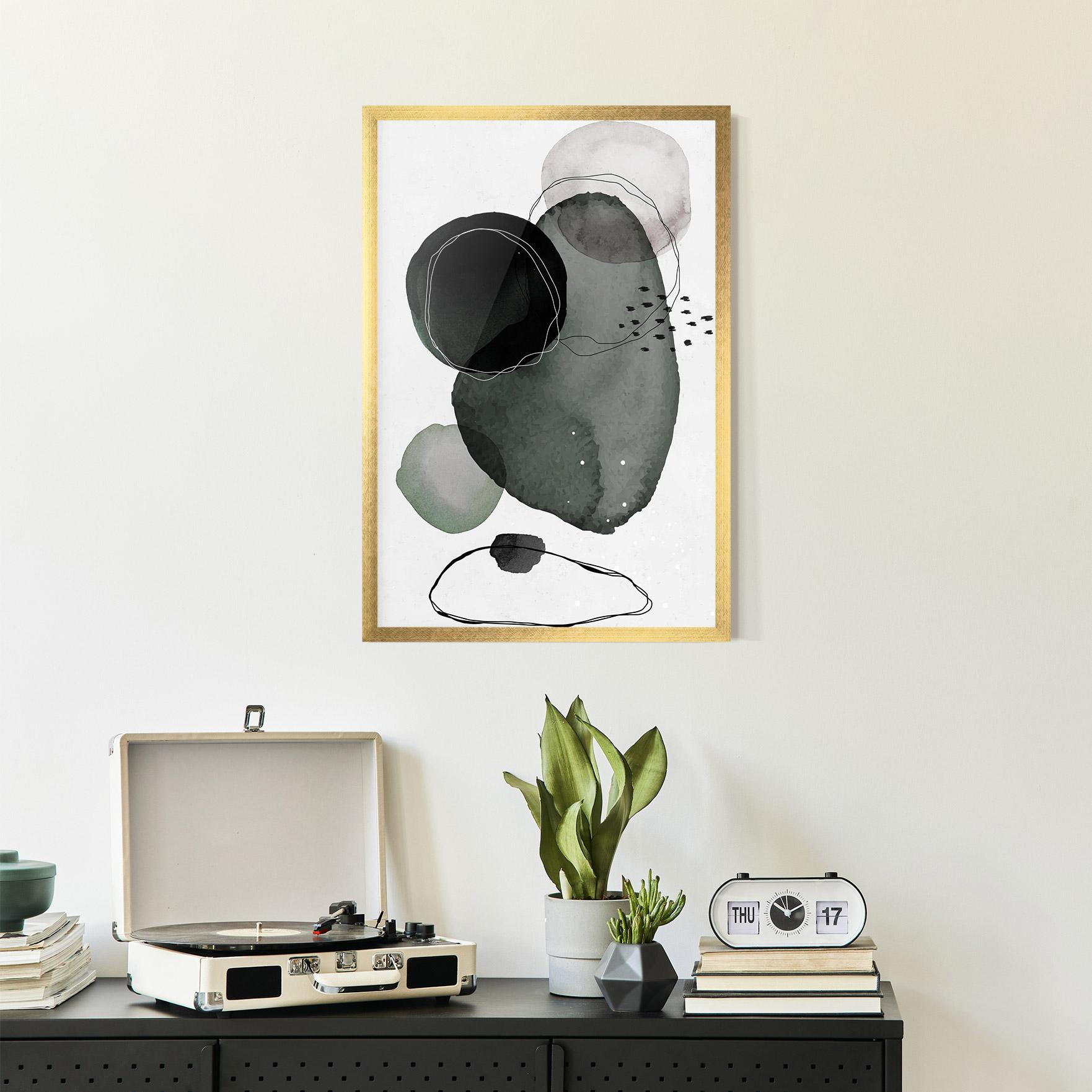 Gerahmte Poster Green Watercolor mockup 2