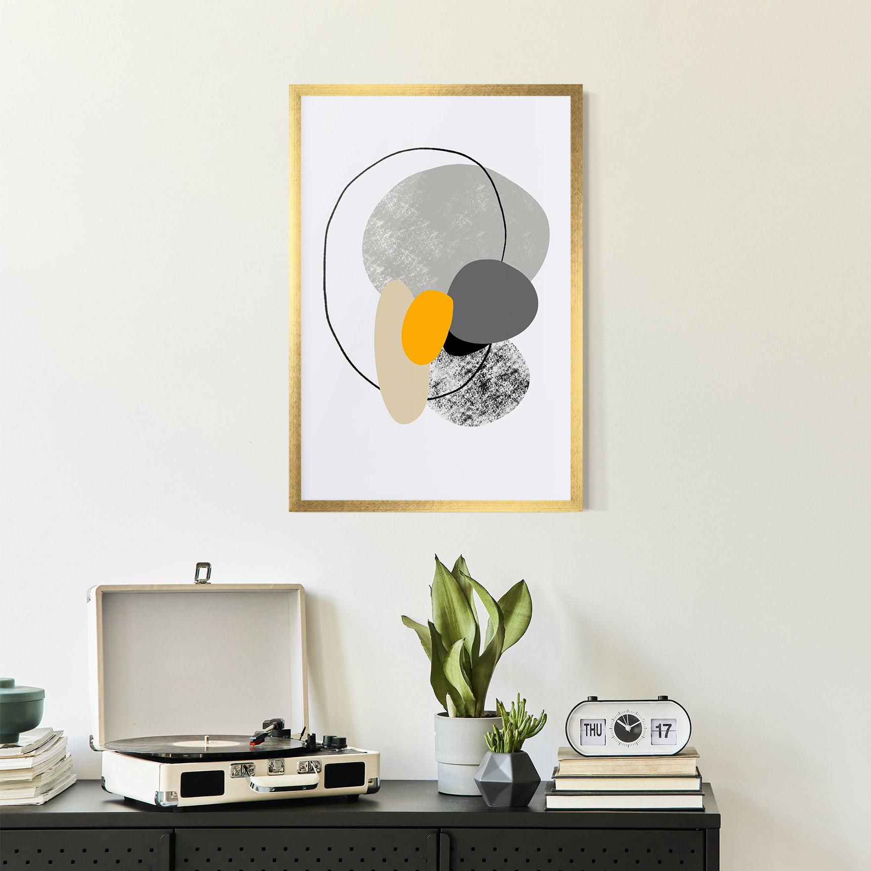 Gerahmte Poster Grey Orange Shape mockup 2