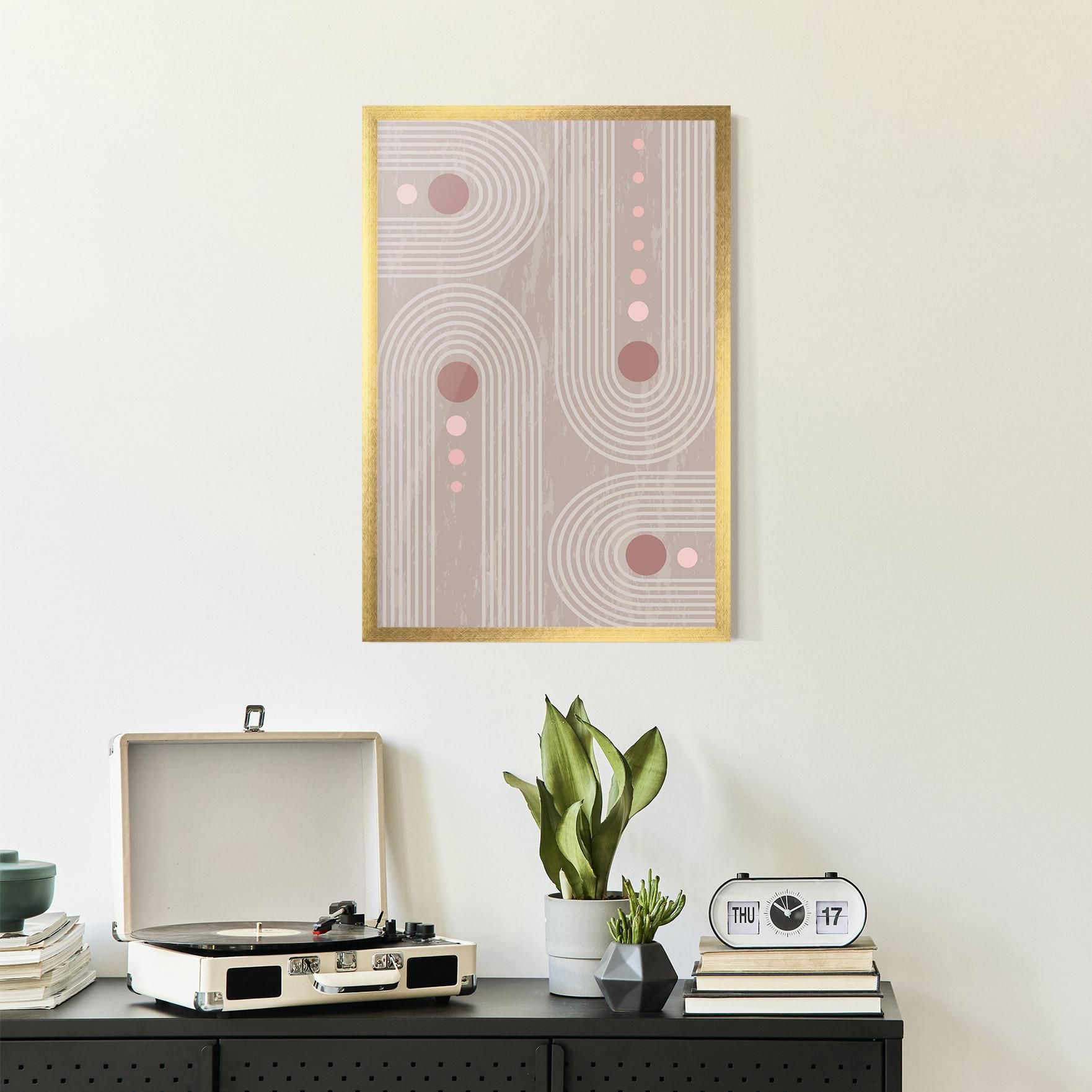 Gerahmte Poster Pink Circle On Cream mockup 2