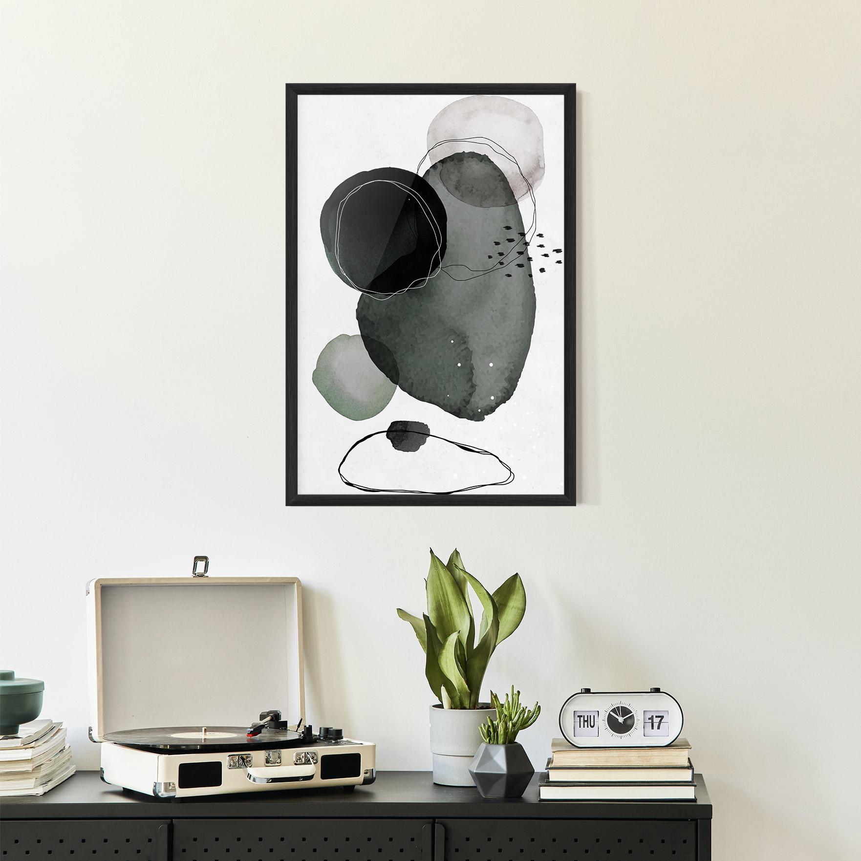 Gerahmte Poster Green Watercolor mockup 2