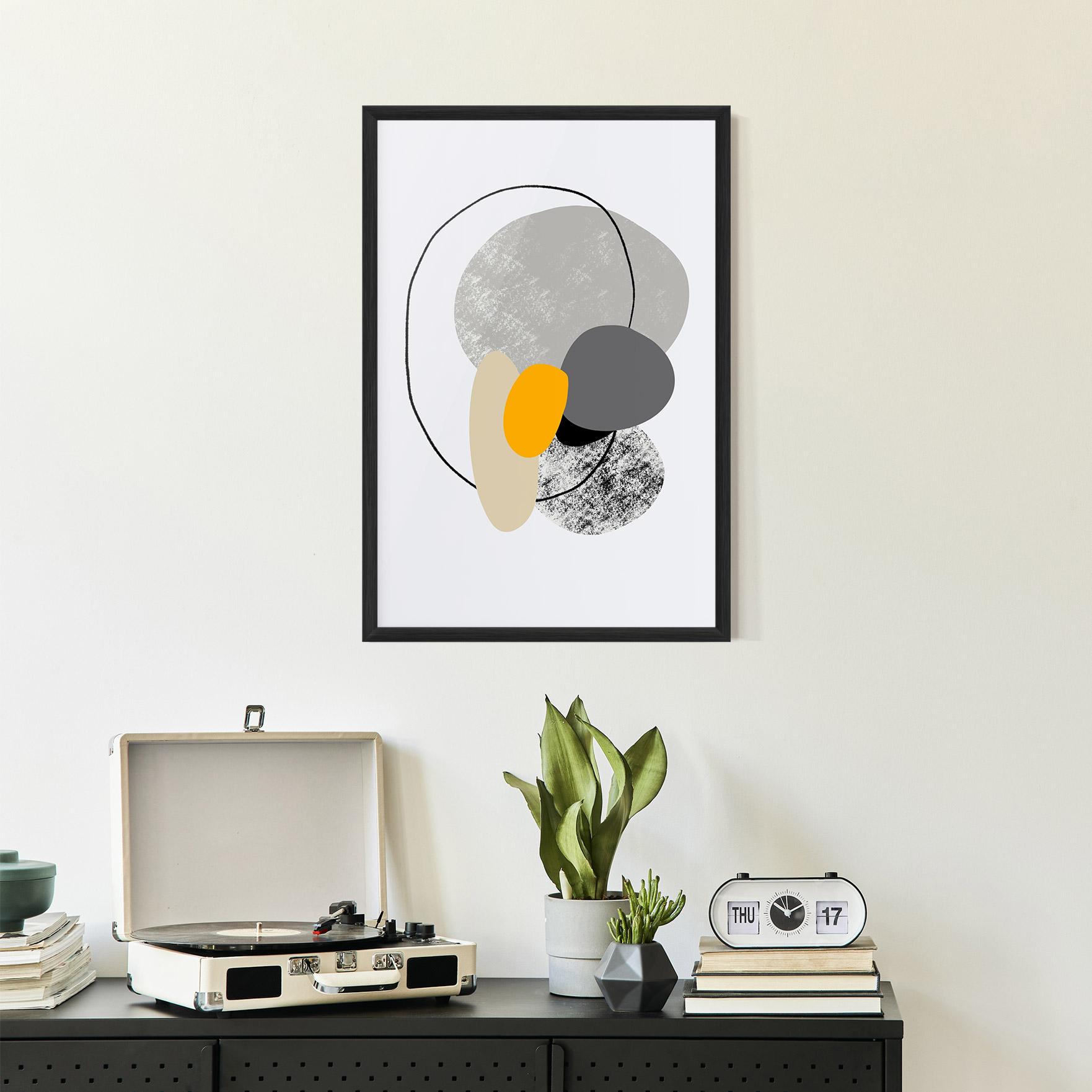 Gerahmte Poster Grey Orange Shape mockup 2
