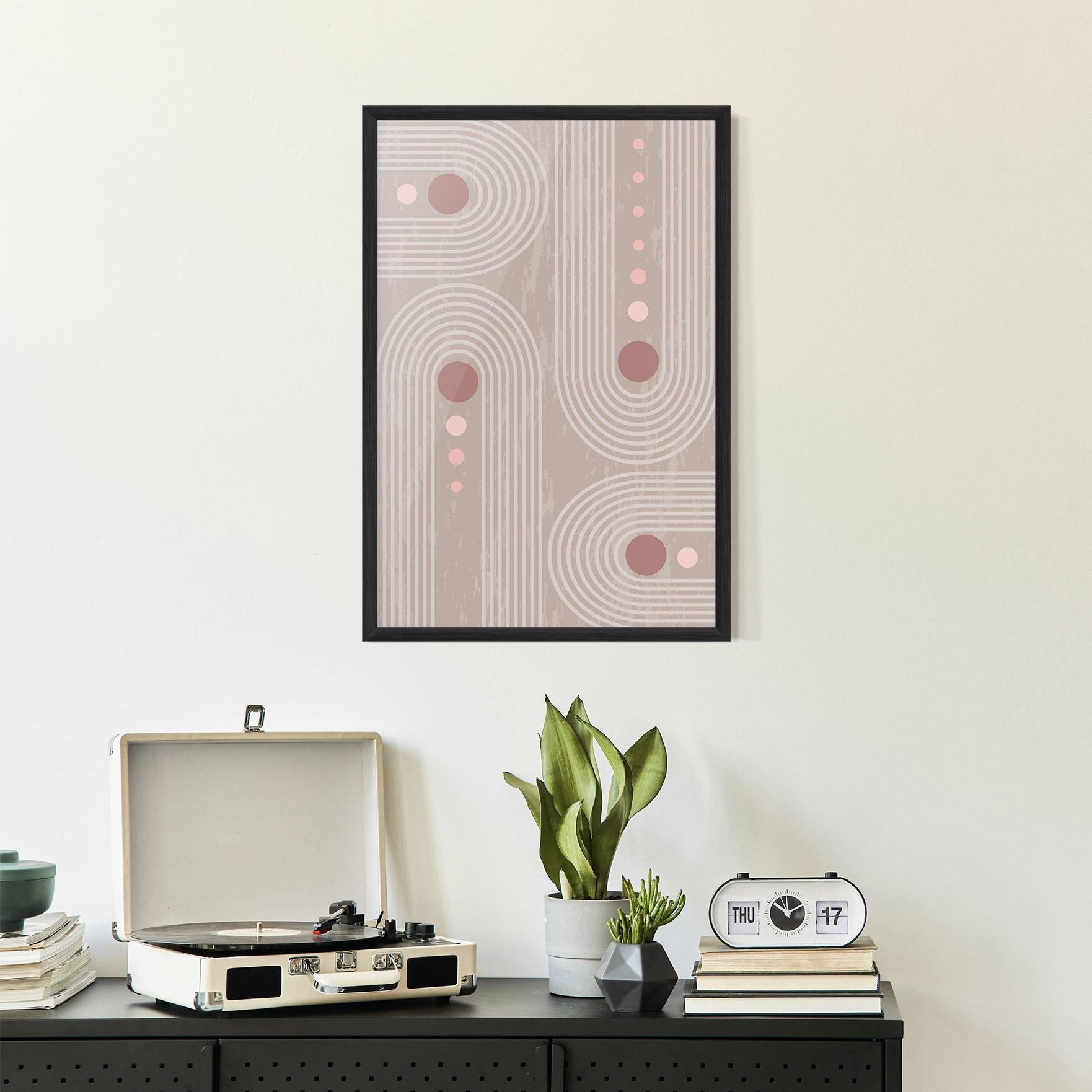 Gerahmte Poster Pink Circle On Cream mockup 2