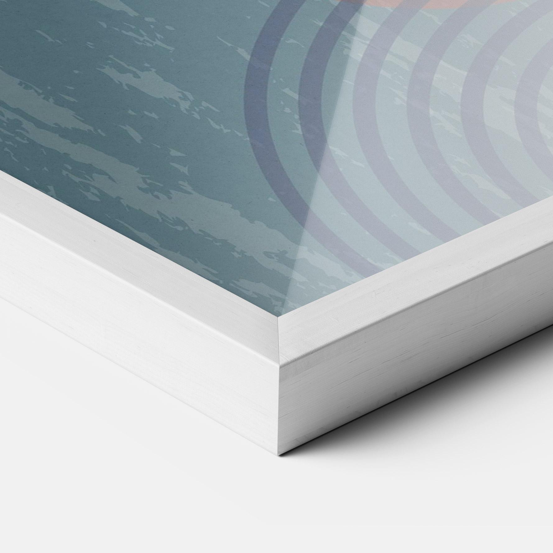 Gerahmte Poster Pink Circle On Blue mockup 3