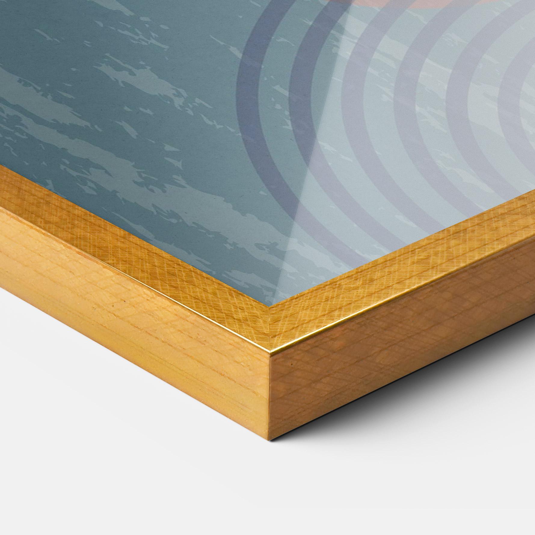 Gerahmte Poster Pink Circle On Blue mockup 3