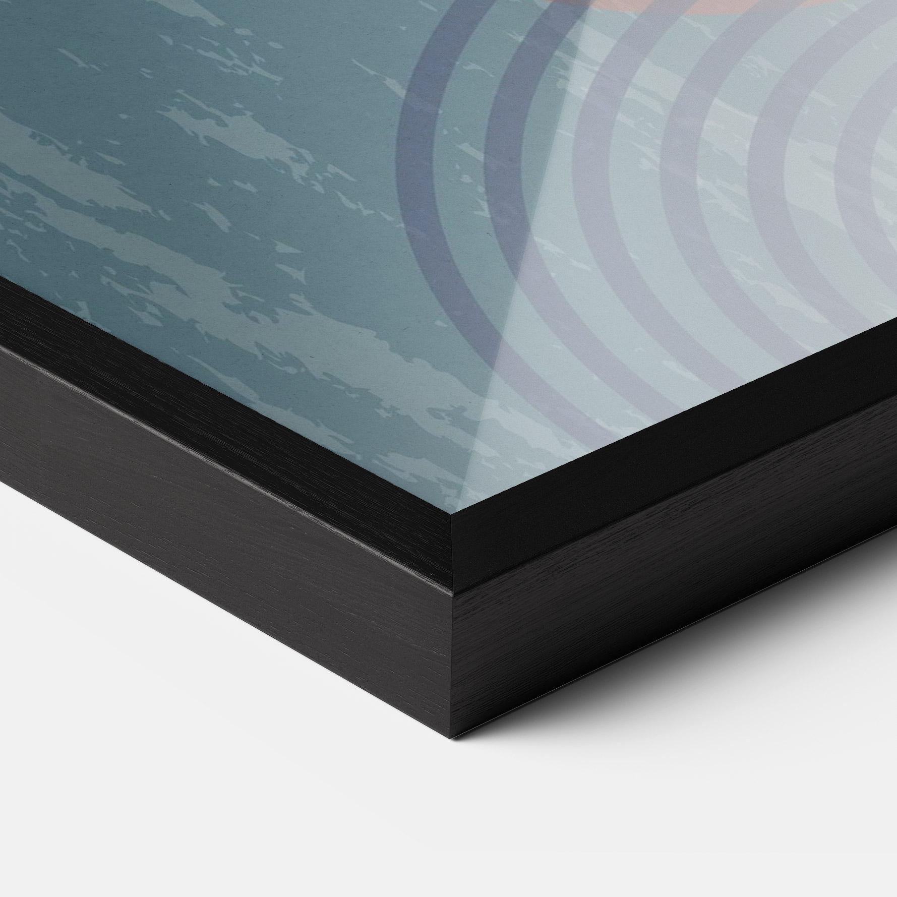 Gerahmte Poster Pink Circle On Blue mockup 3