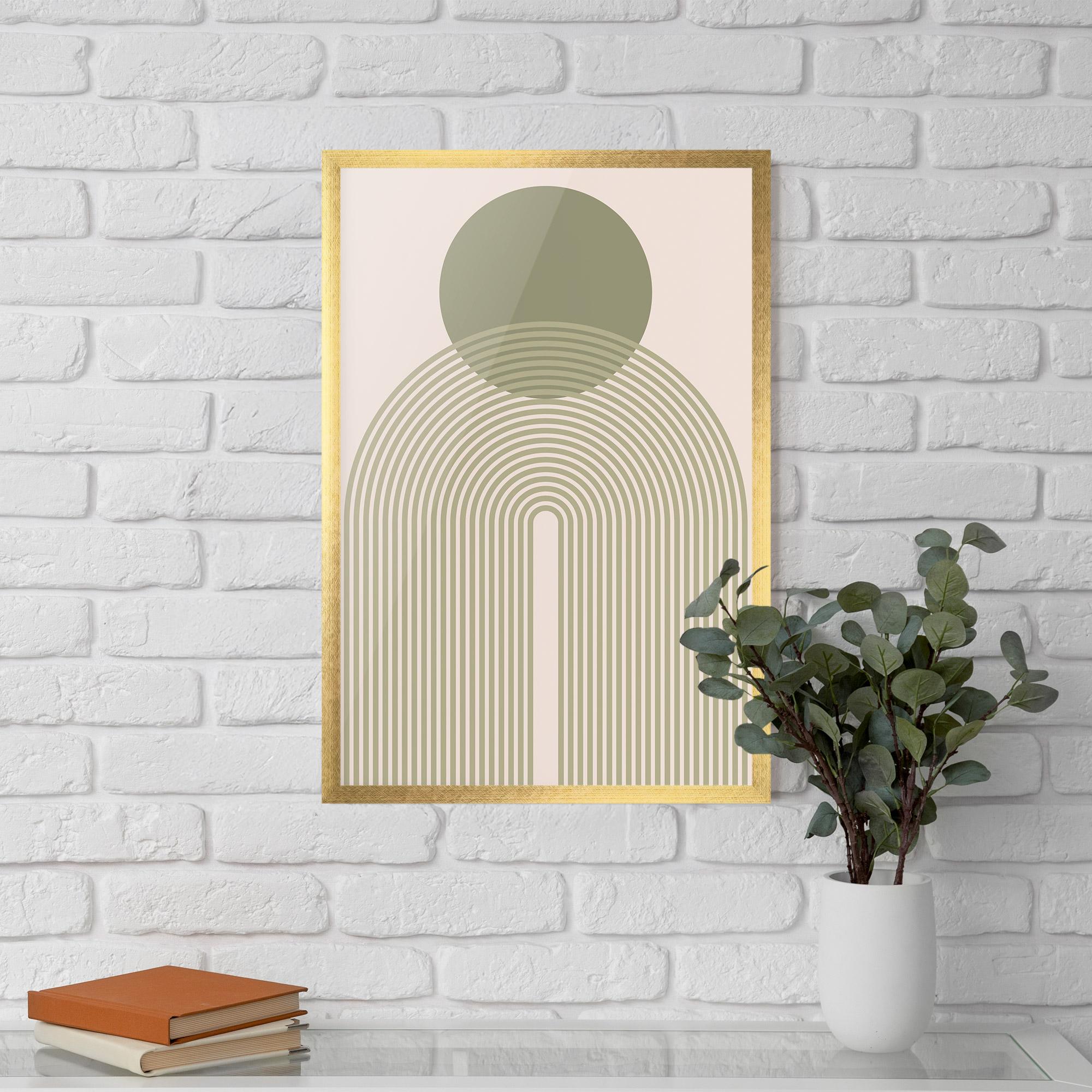 Gerahmte Poster Green Circle Lines mockup 5