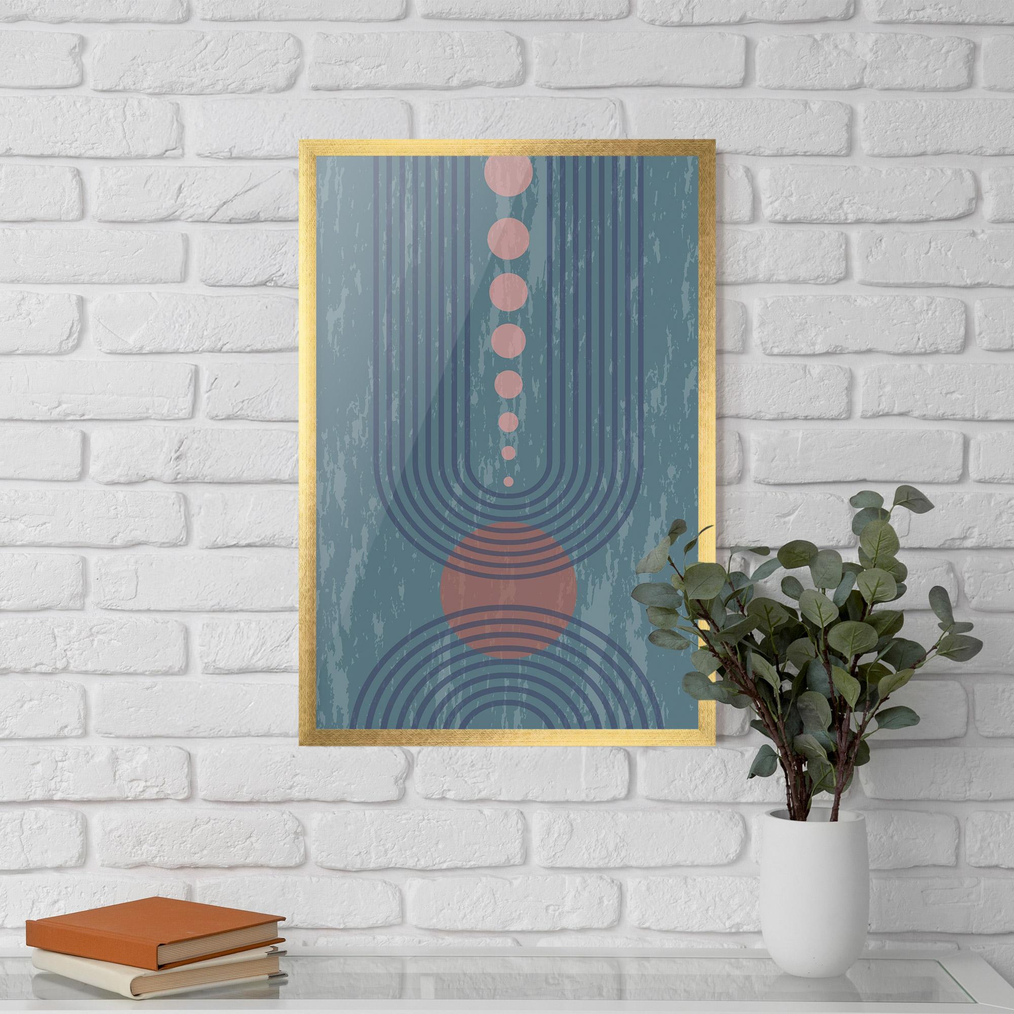 Gerahmte Poster Pink Circle On Blue mockup 5