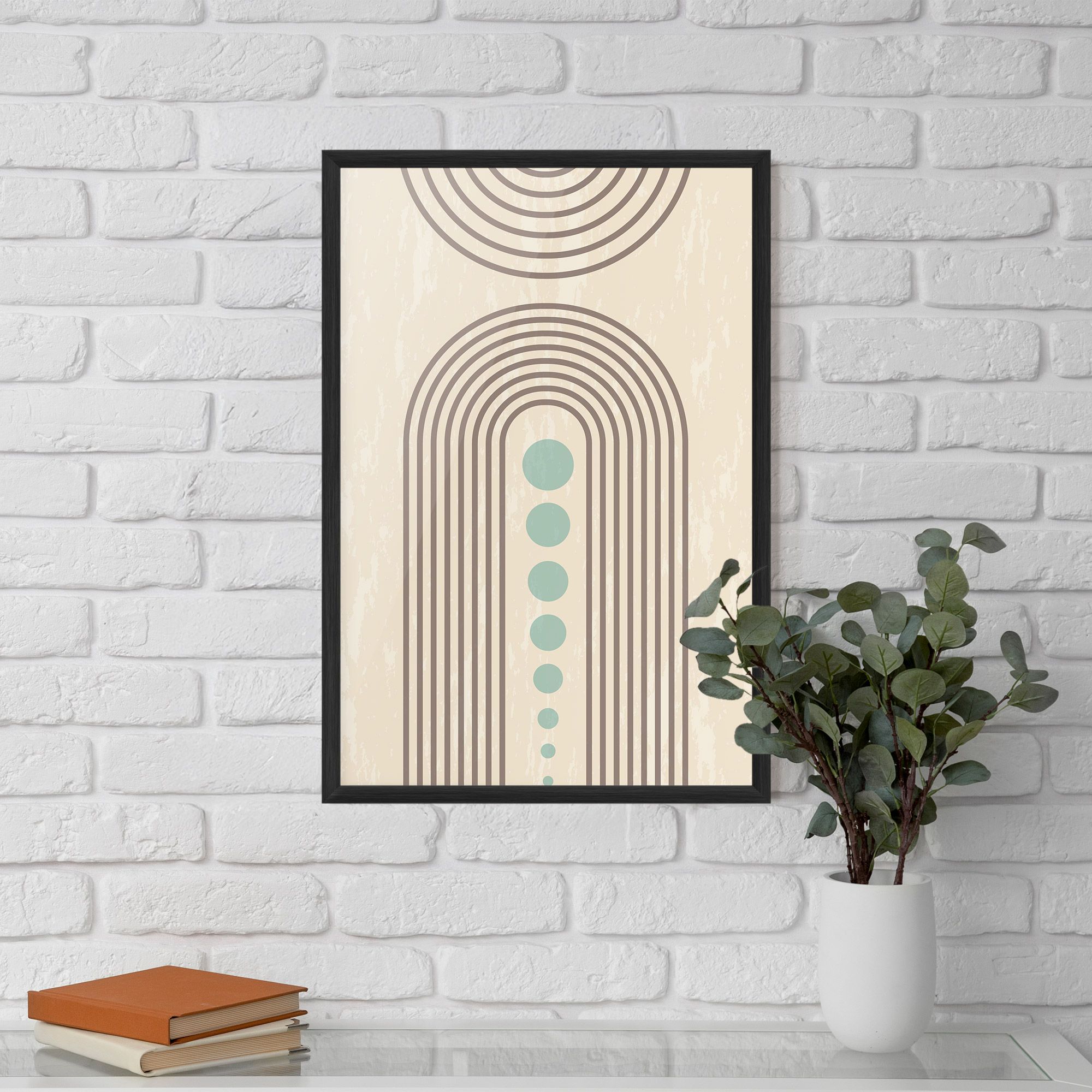 Cream Blue Circles mockup 5