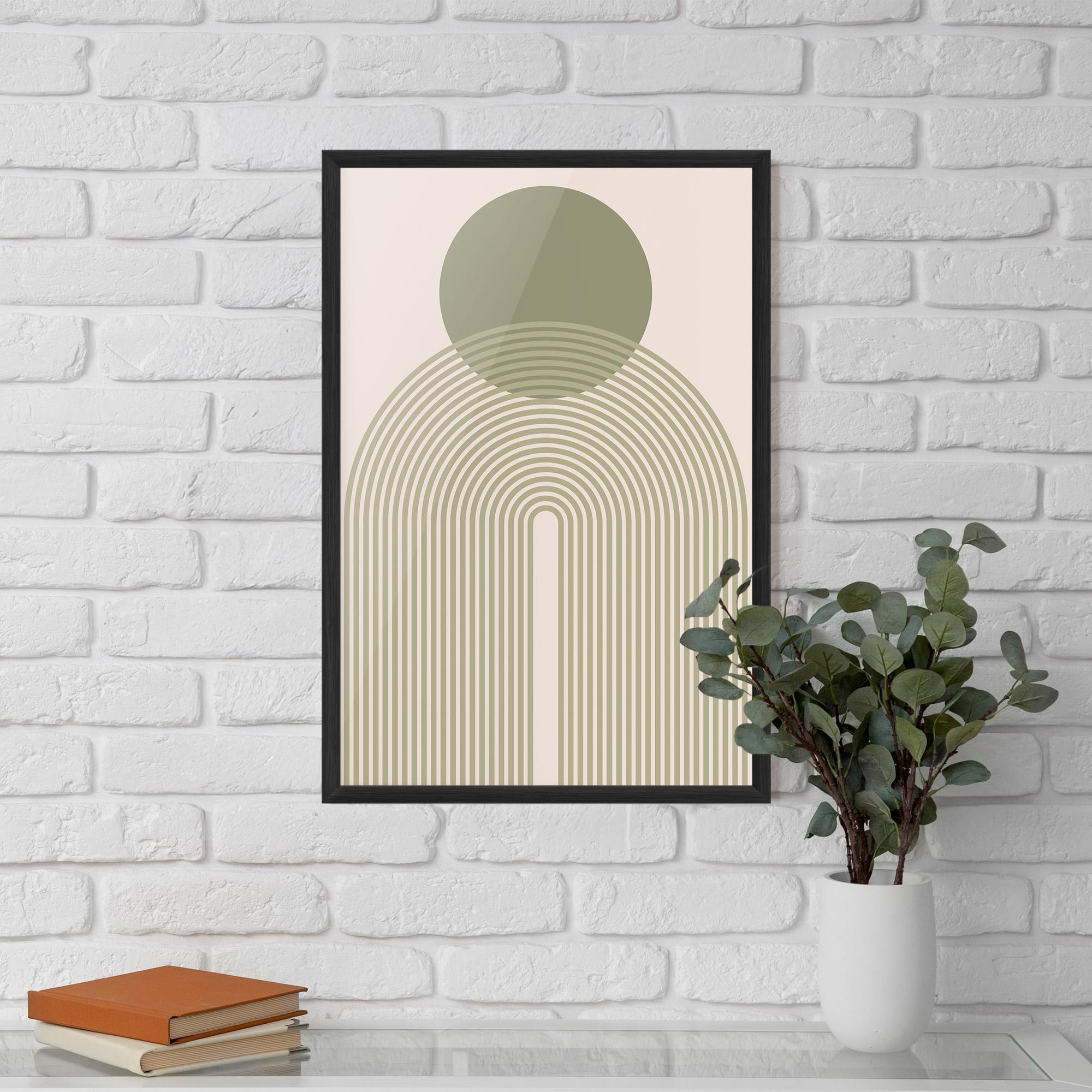 Gerahmte Poster Green Circle Lines mockup 5