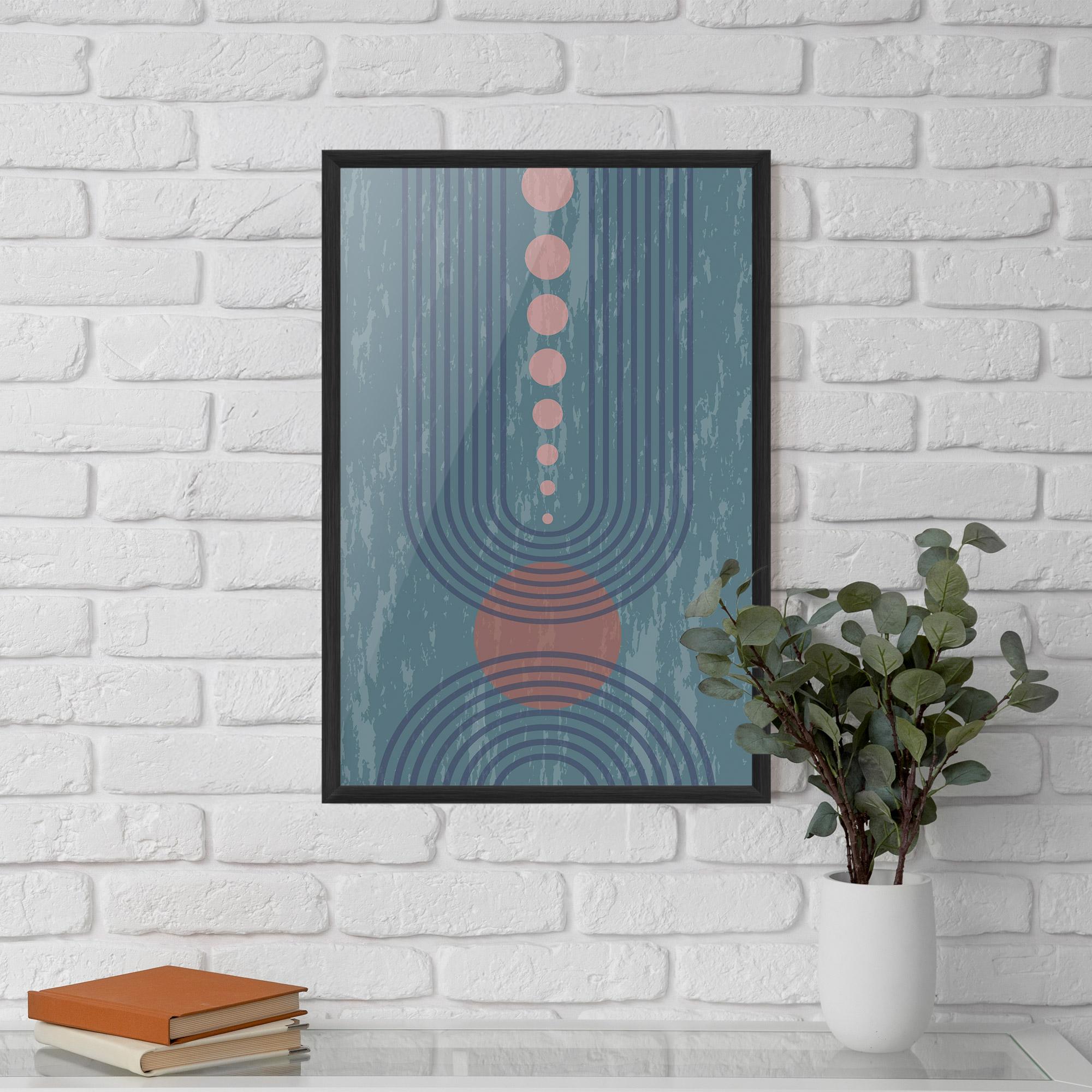 Gerahmte Poster Pink Circle On Blue mockup 5