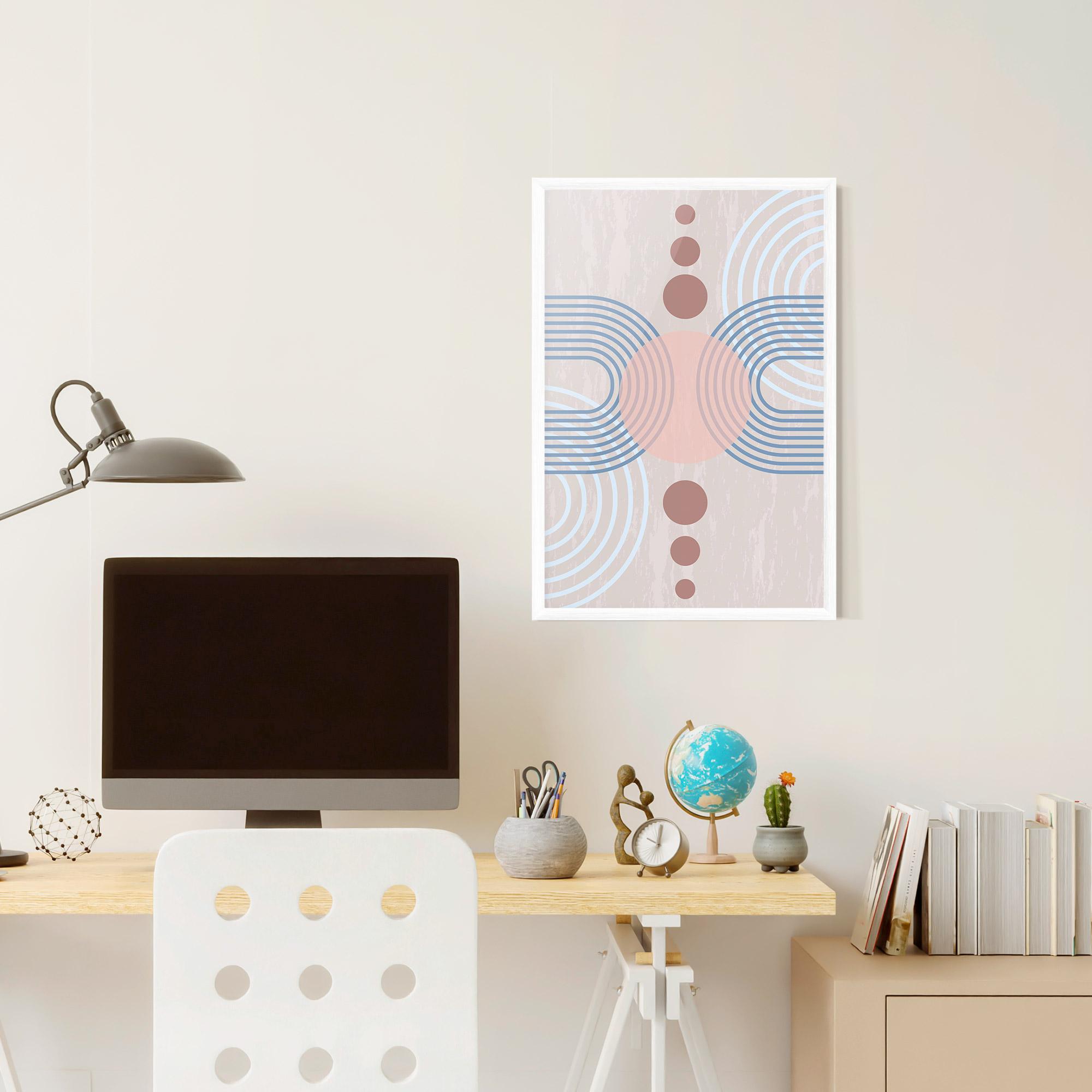 Gerahmte Poster Blue Lines On Pink mockup 6