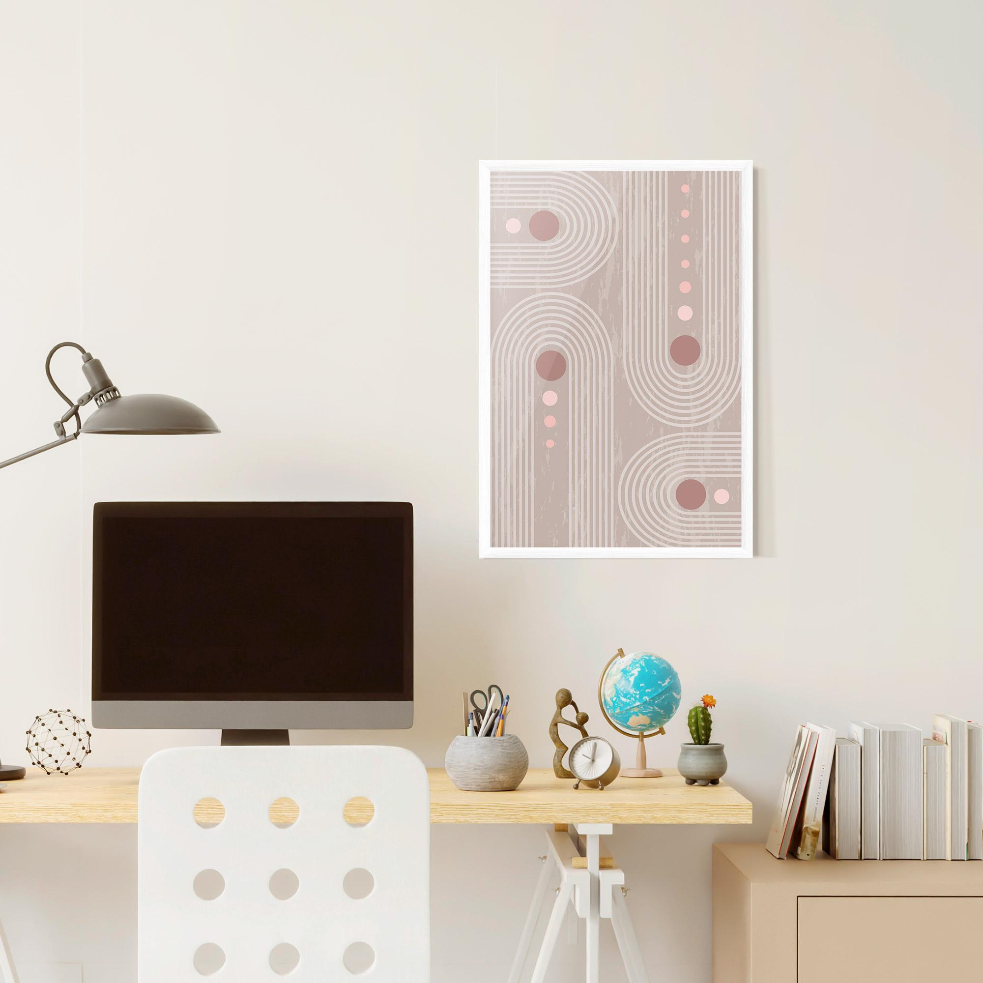 Gerahmte Poster Pink Circle On Cream mockup 6