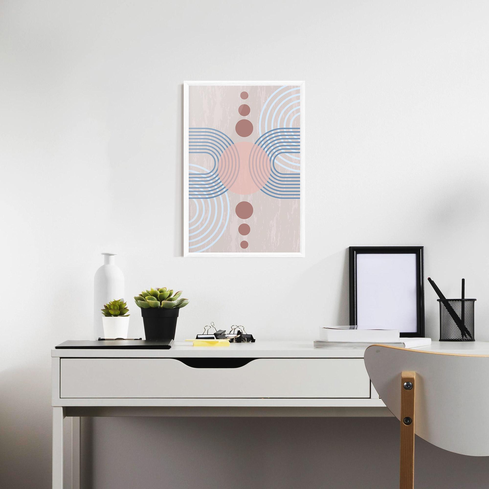 Gerahmte Poster Blue Lines On Pink mockup 7