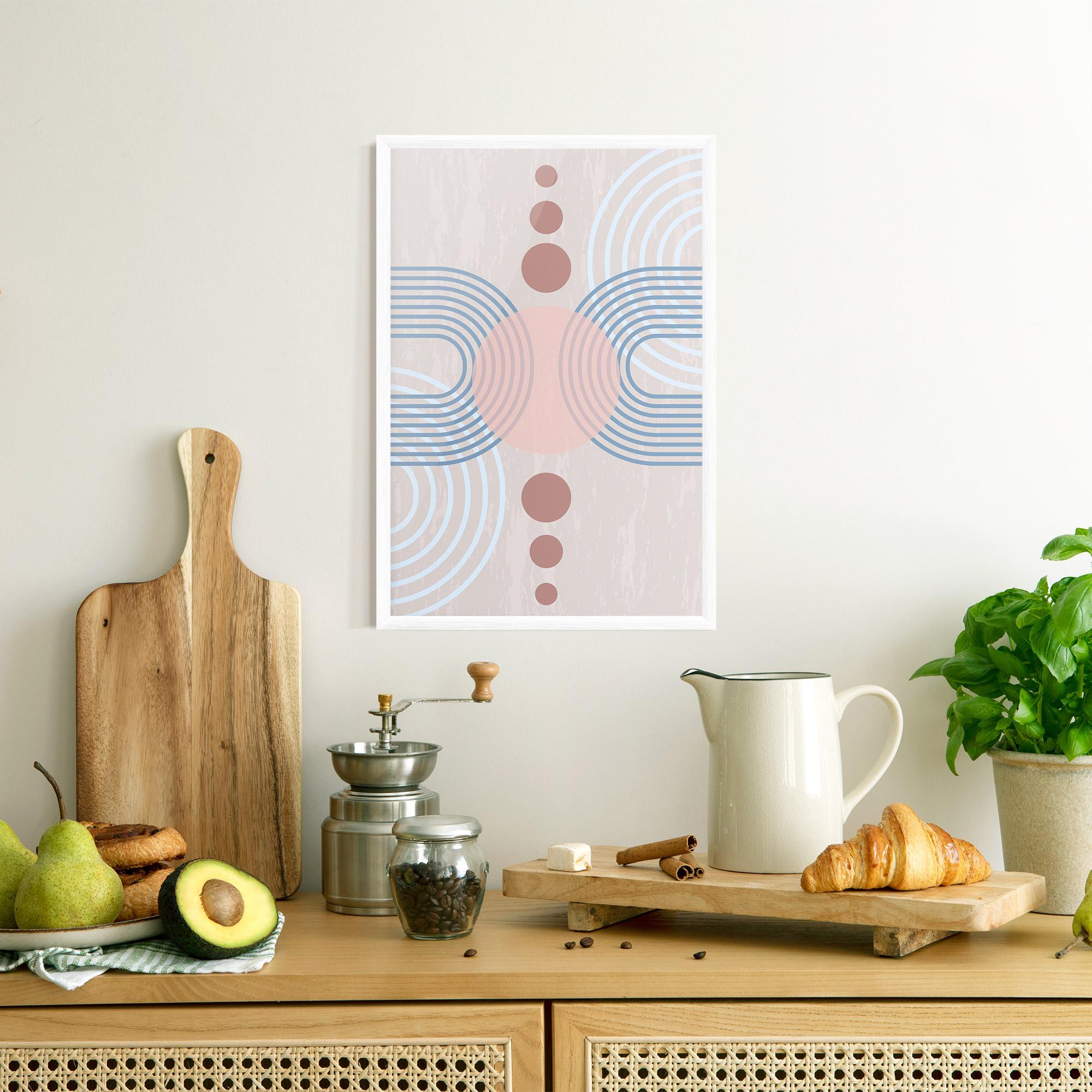 Gerahmte Poster Blue Lines On Pink mockup 8