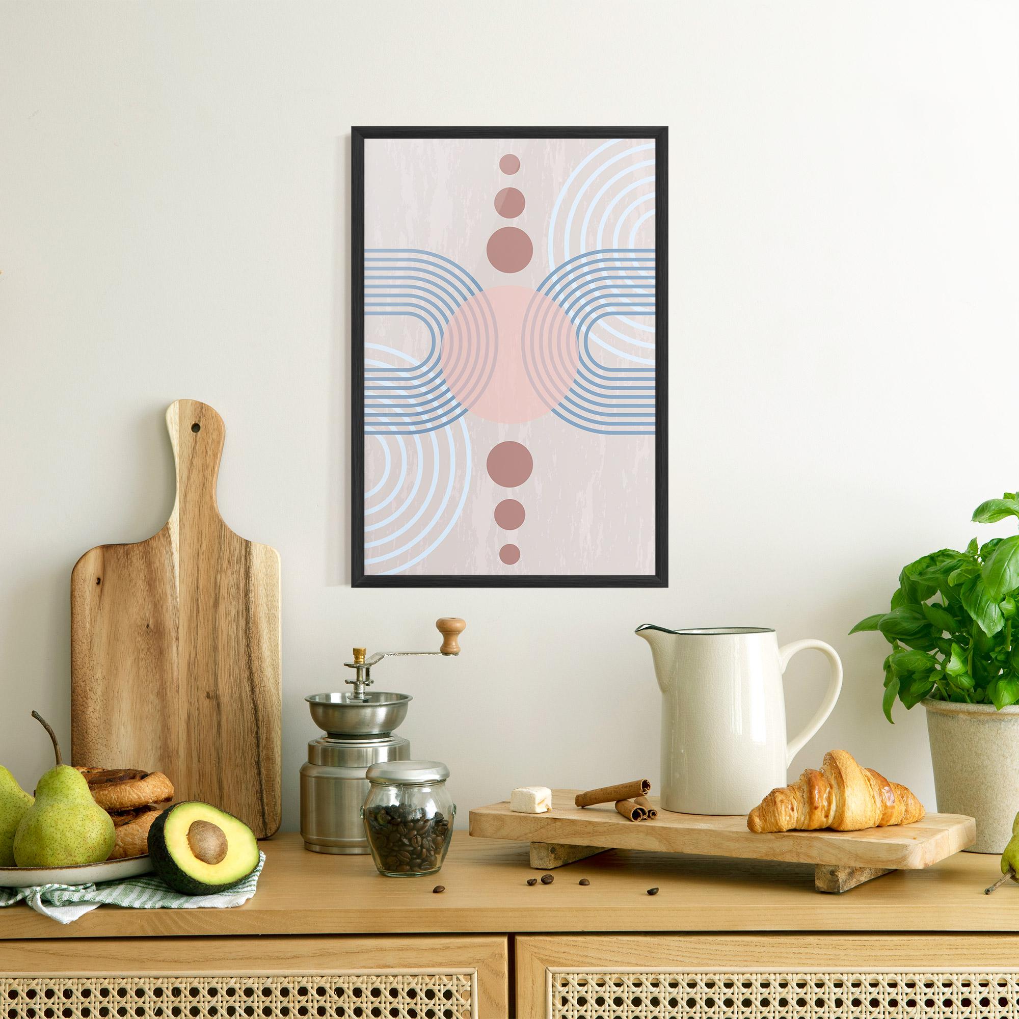 Gerahmte Poster Blue Lines On Pink mockup 8